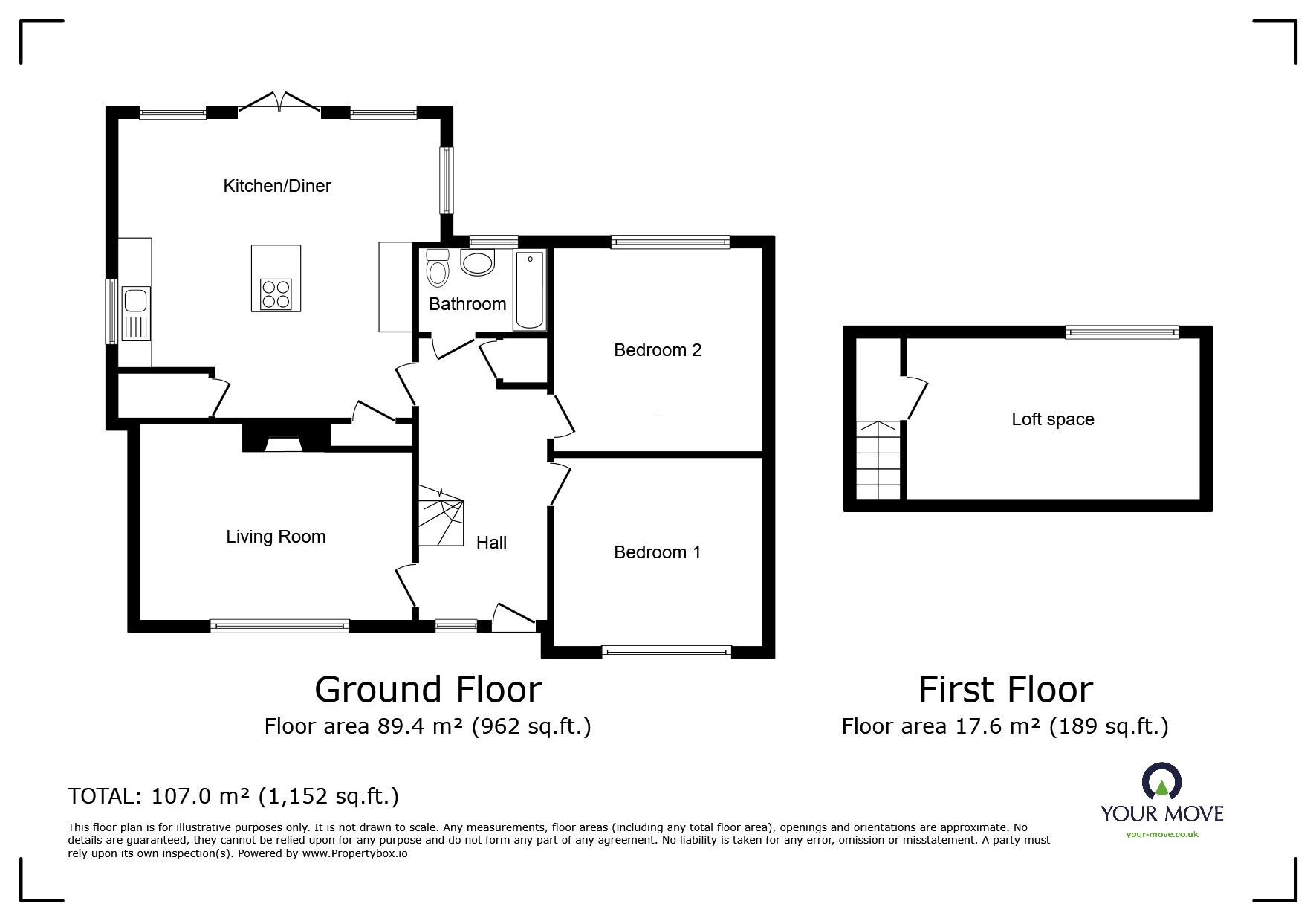 Floorplan of 2 bedroom Semi Detached Bungalow for sale, Thorntree Close, Goole, East  Yorkshire, DN14