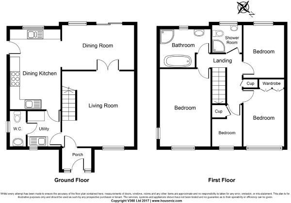 Floorplan of 4 bedroom Semi Detached House to rent, Oak Avenue, Goole, East Yorkshire, DN14