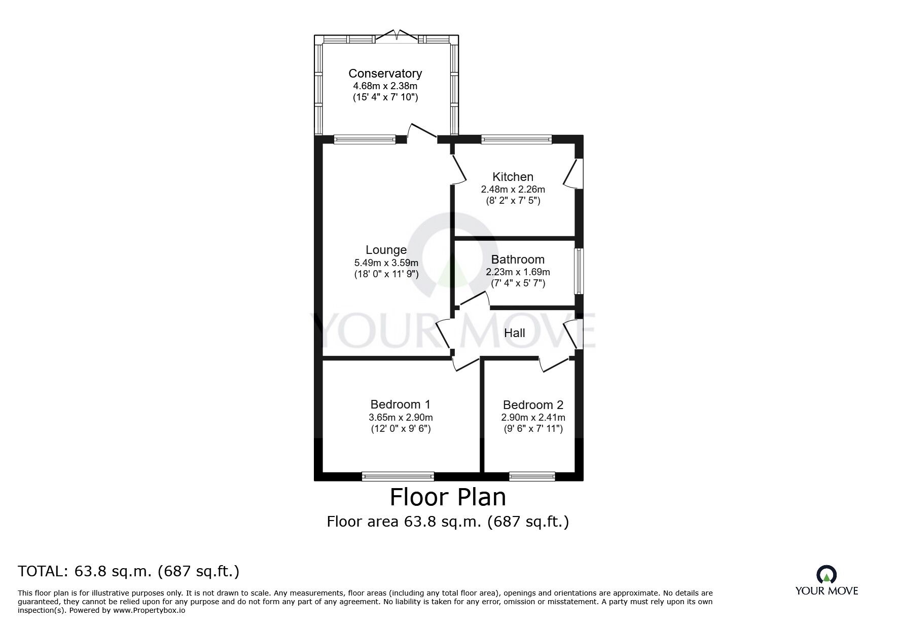 Floorplan of 2 bedroom Semi Detached Bungalow for sale, The Meadows, Howden, Goole, DN14