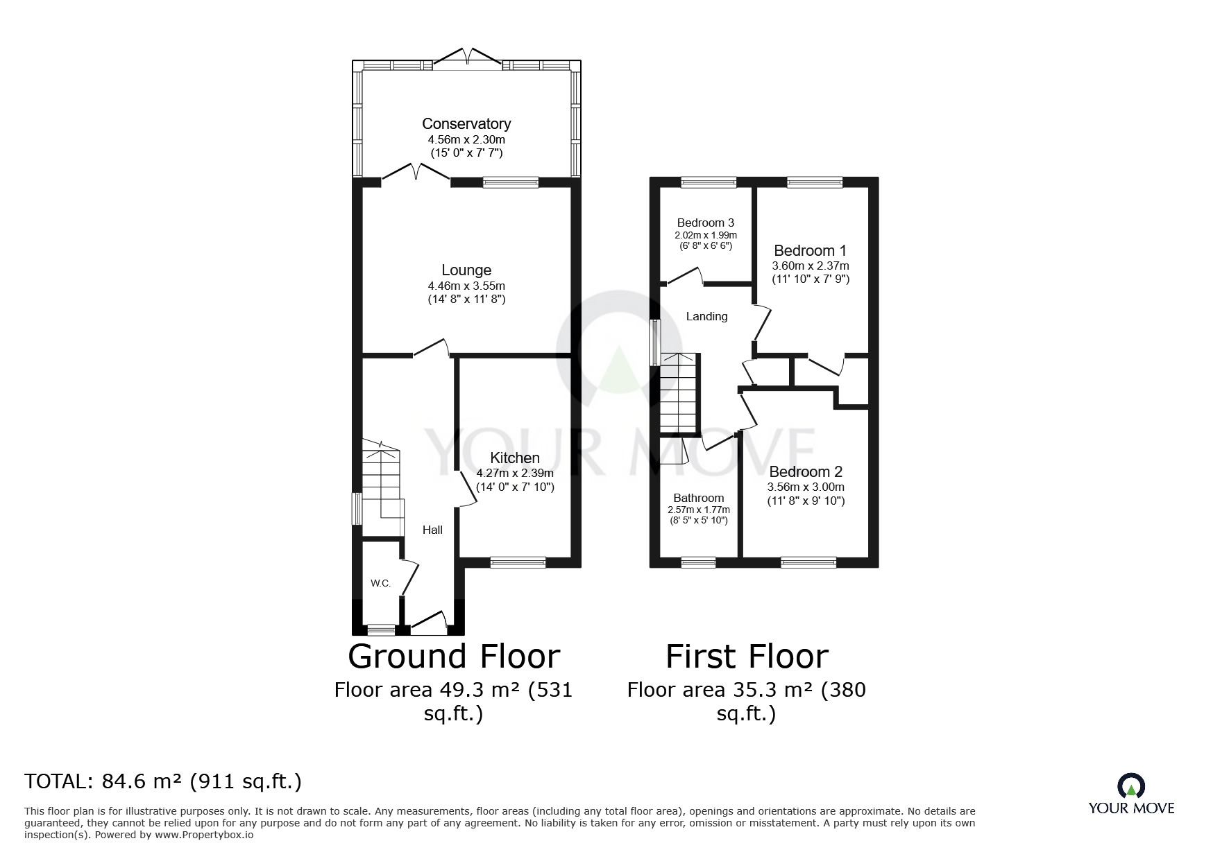 Floorplan of 3 bedroom End Terrace House for sale, St. Johns Court, Goole, East  Yorkshire, DN14