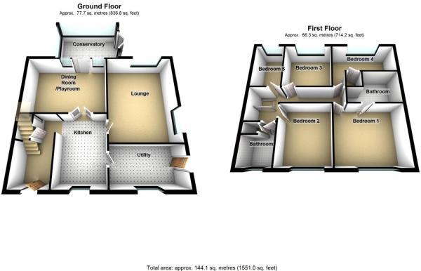 Floorplan of 5 bedroom Semi Detached House for sale, The Meadows, Howden, East  Yorkshire, DN14