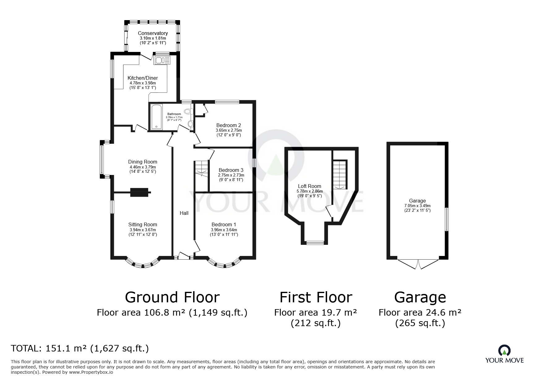 Floorplan of 3 bedroom Detached Bungalow for sale, Rawcliffe Road, Airmyn, Goole, DN14