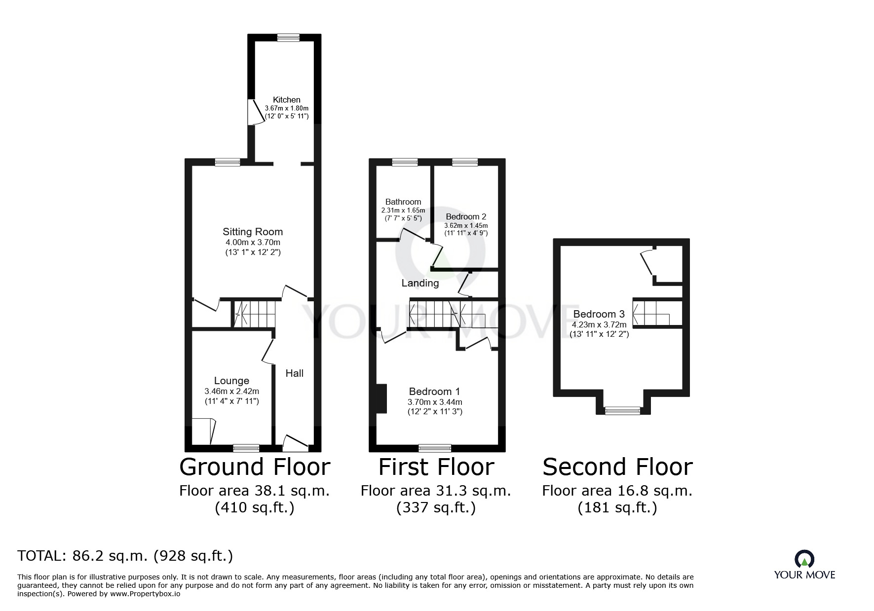 Floorplan of 3 bedroom Mid Terrace House to rent, Newport Street, Goole, East Yorkshire, DN14