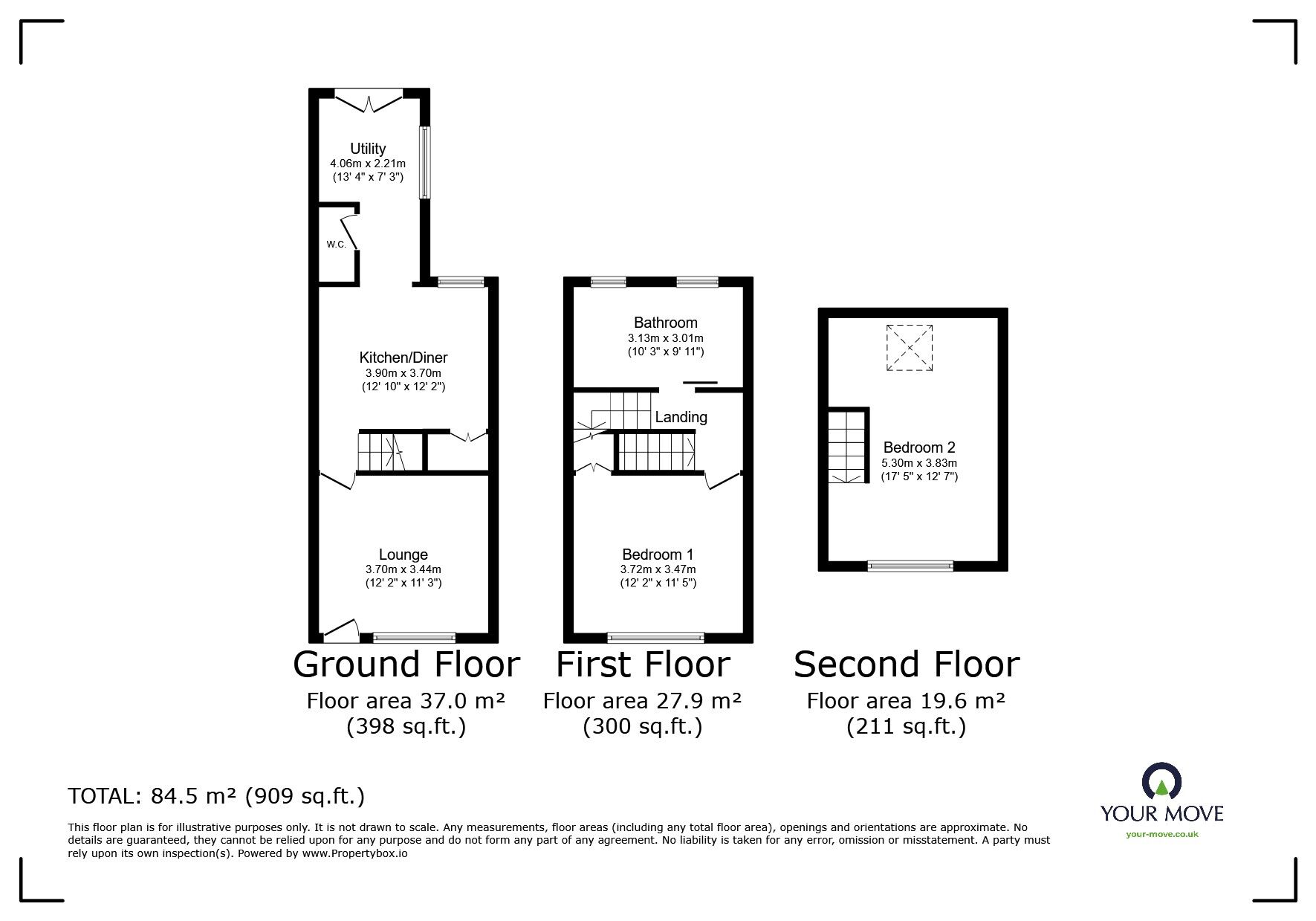 Floorplan of 2 bedroom Mid Terrace House for sale, Queensway, Goole, DN14