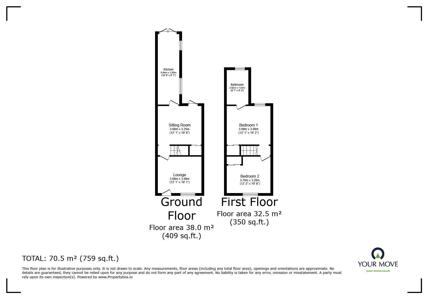 Floorplan of 2 bedroom End Terrace House for sale, Milton Street, Goole, East Yorkshire, DN14