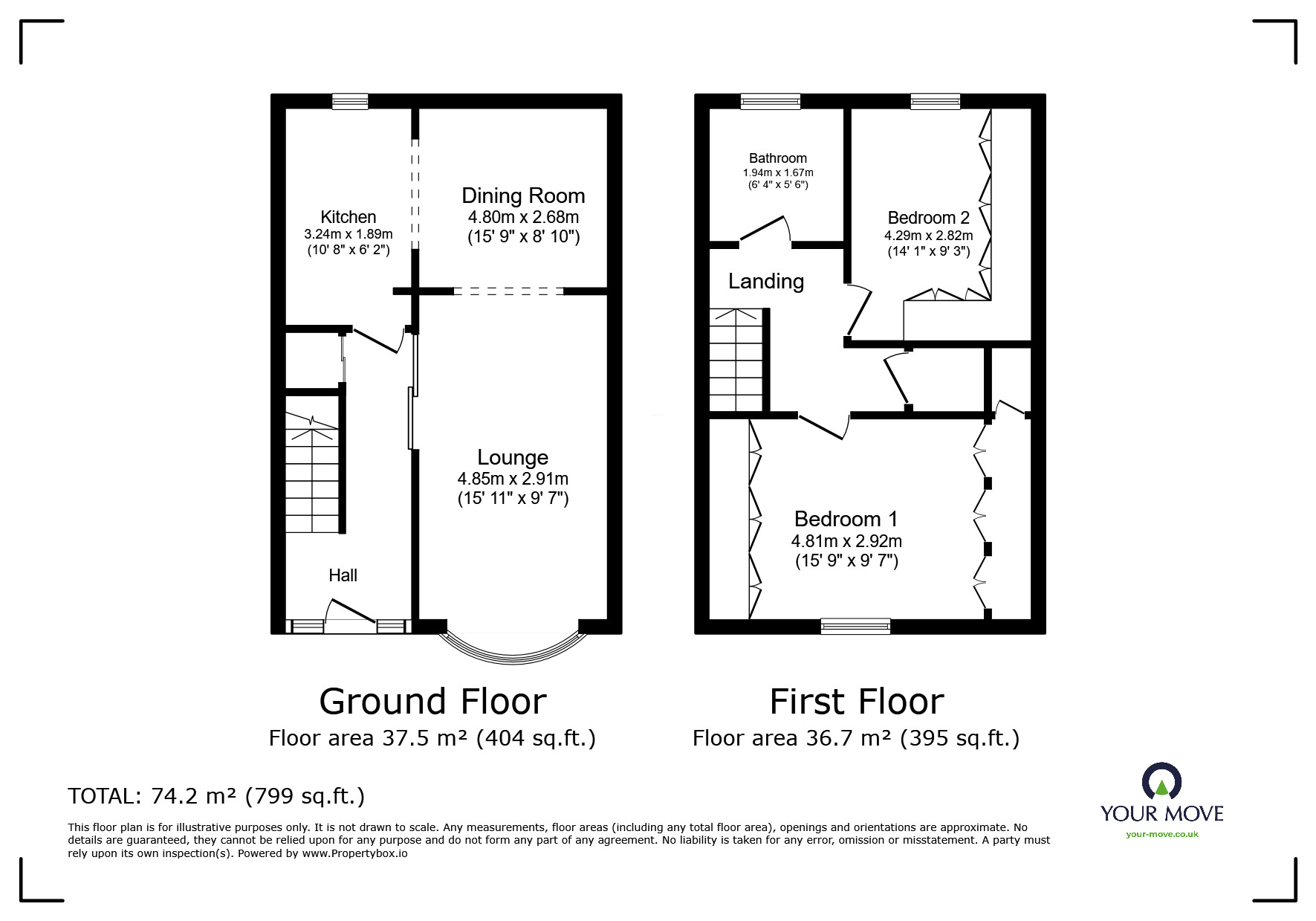 Floorplan of 2 bedroom Mid Terrace House for sale, Derwent Road, Goole, East Yorkshire, DN14