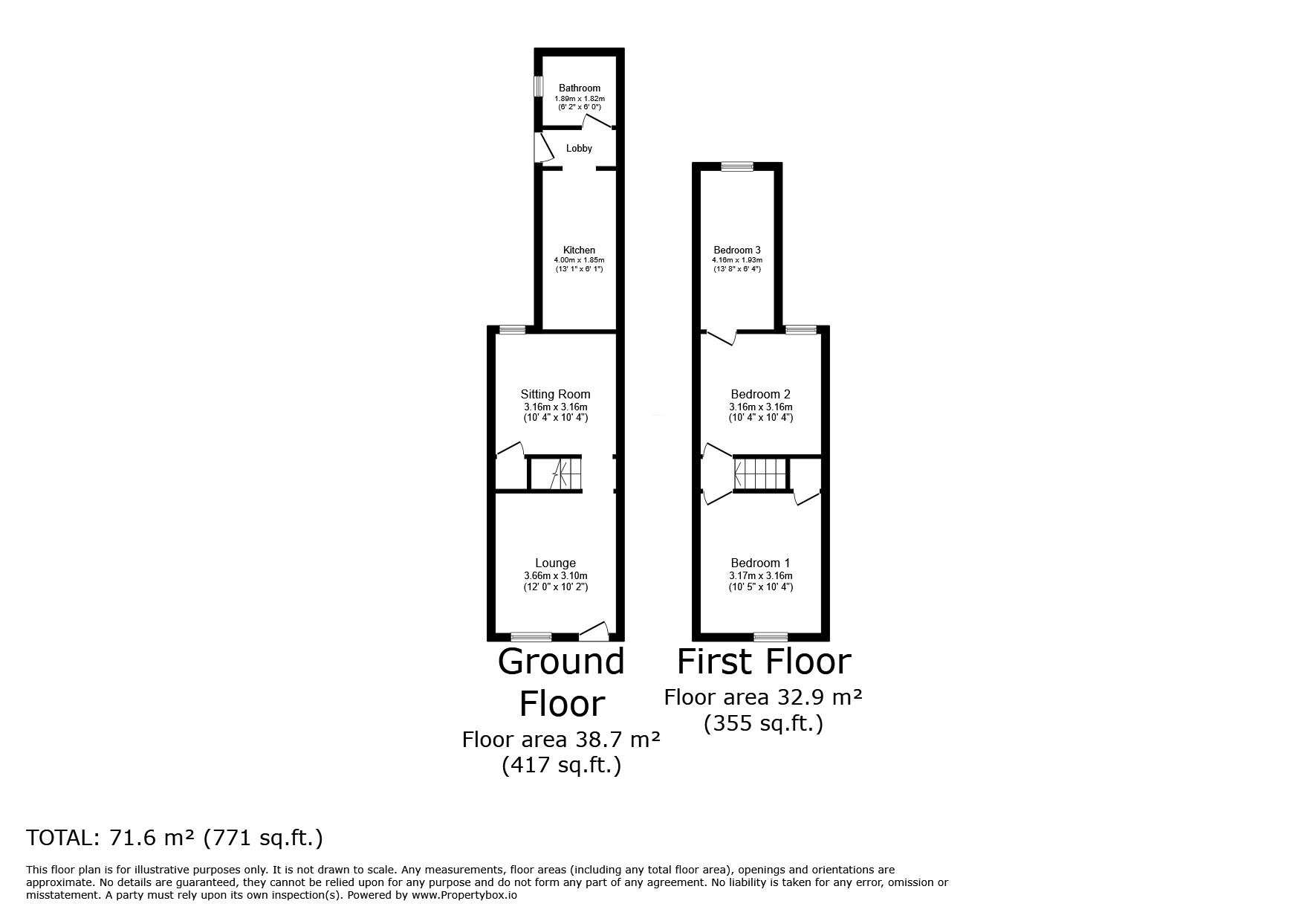 Floorplan of 2 bedroom Mid Terrace House to rent, Third Avenue, Goole, East Yorkshire, DN14