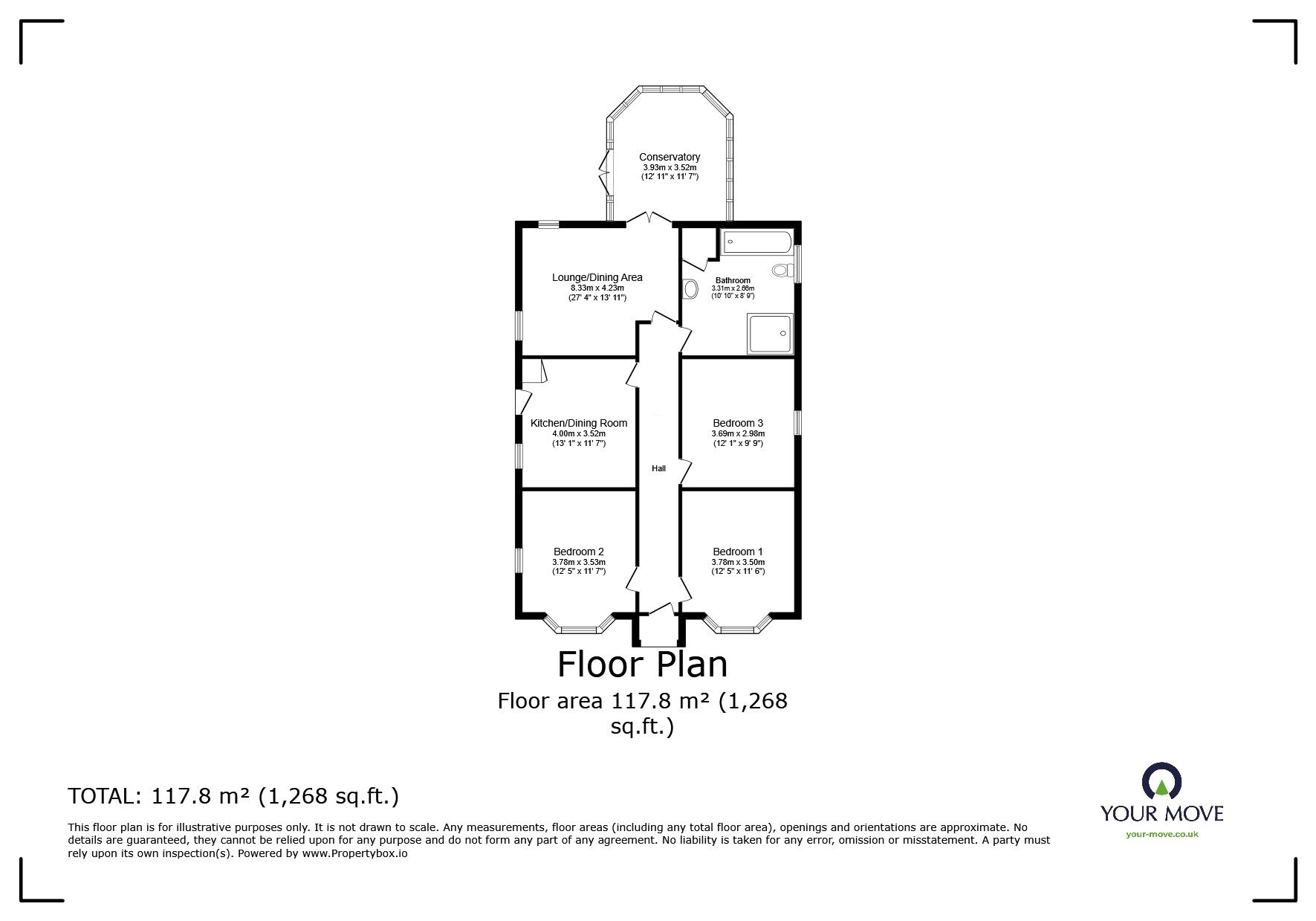 Floorplan of 3 bedroom Detached Bungalow for sale, Mill Lane, Newport, Brough, HU15