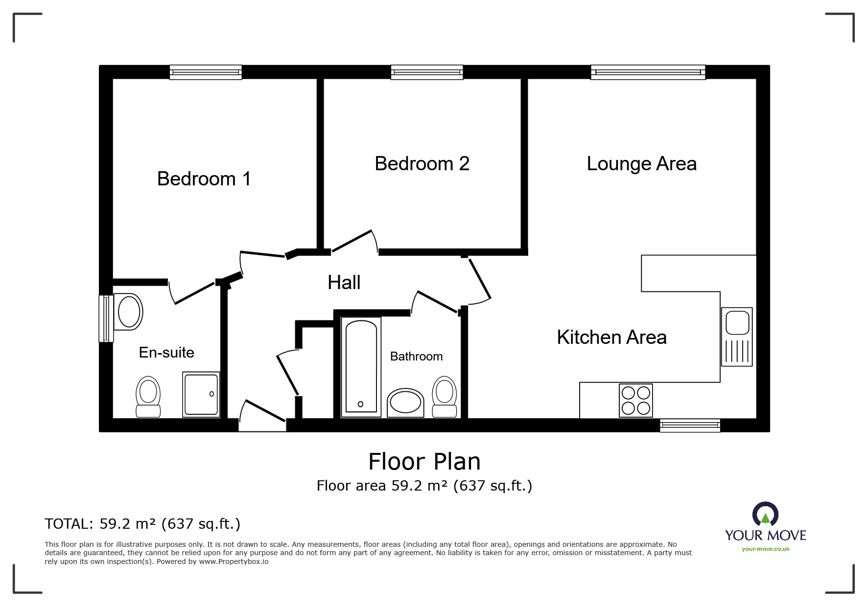 Floorplan of 2 bedroom  Flat to rent, Olive Grove, Goole, East Yorkshire, DN14