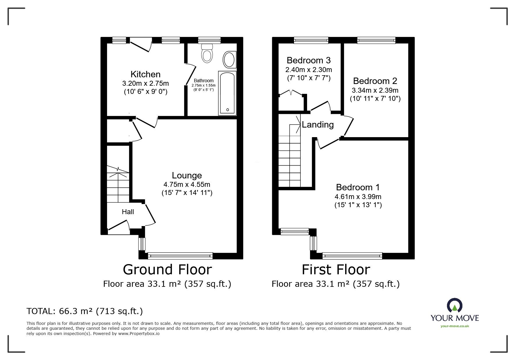 Floorplan of 3 bedroom End Terrace House for sale, Dunhill Road, Goole, DN14