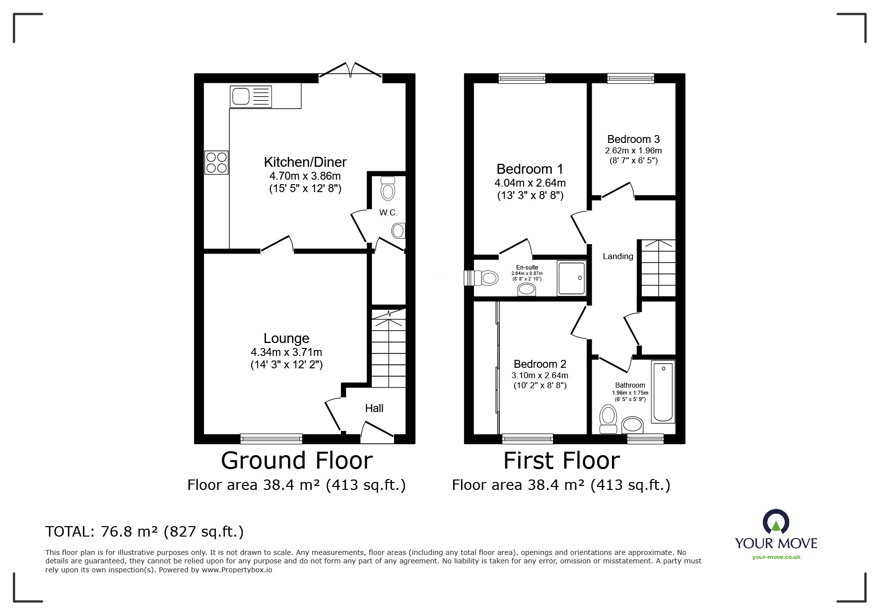 Floorplan of 3 bedroom Semi Detached House for sale, The Hedgerows, Eggborough, North Yorkshire, DN14