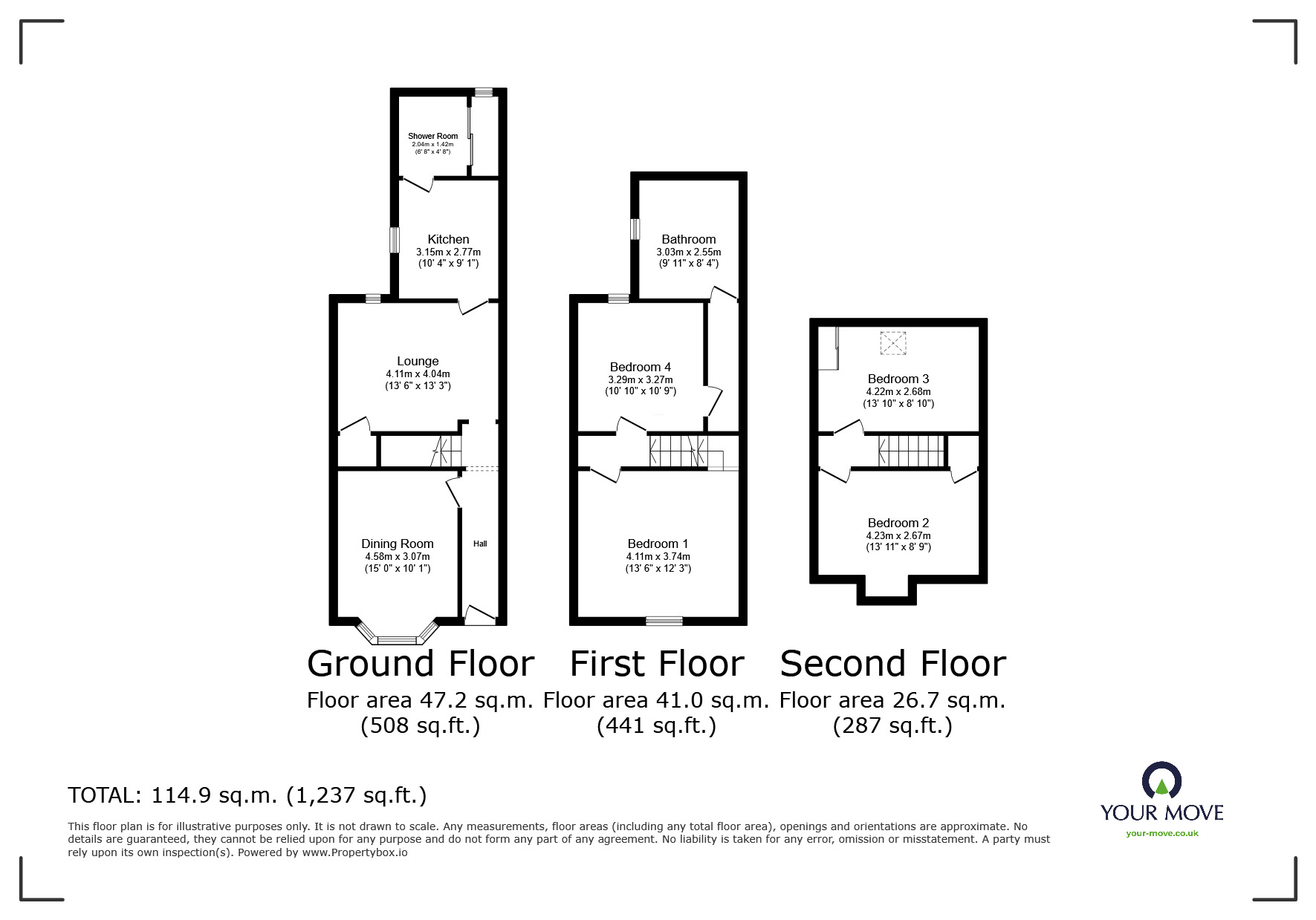 Floorplan of 4 bedroom Mid Terrace House for sale, Marshfield Avenue, Goole, DN14