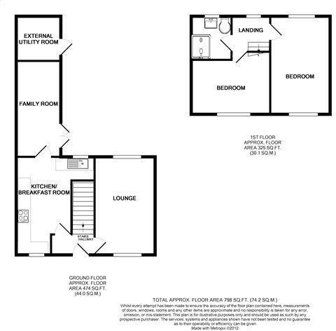 Floorplan of 2 bedroom Mid Terrace House for sale, Charles Drive, Goole, East  Yorkshire, DN14