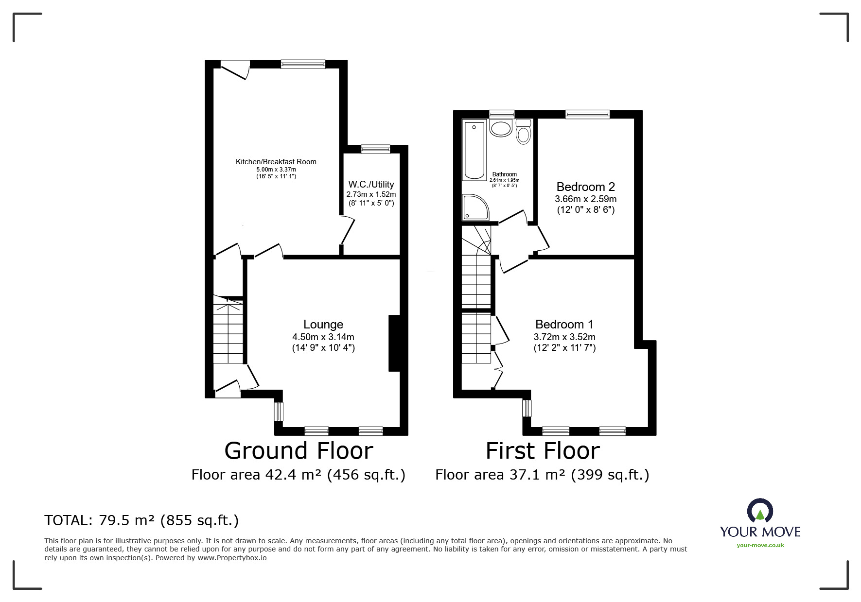 Floorplan of 2 bedroom Mid Terrace House for sale, Pasture Road, Goole, East Yorkshire, DN14