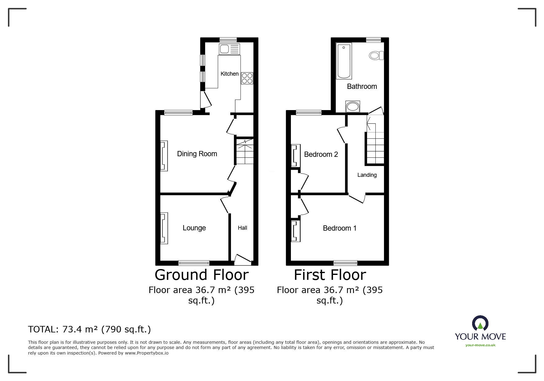 Floorplan of 2 bedroom Mid Terrace House for sale, Marlborough Avenue, Goole, East Yorkshire, DN14