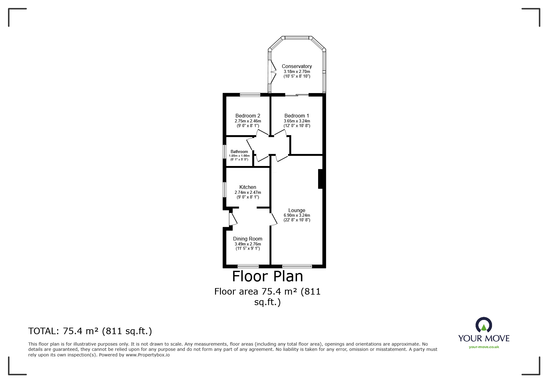 Floorplan of 2 bedroom Detached Bungalow for sale, Montrose Court, Goole, DN14