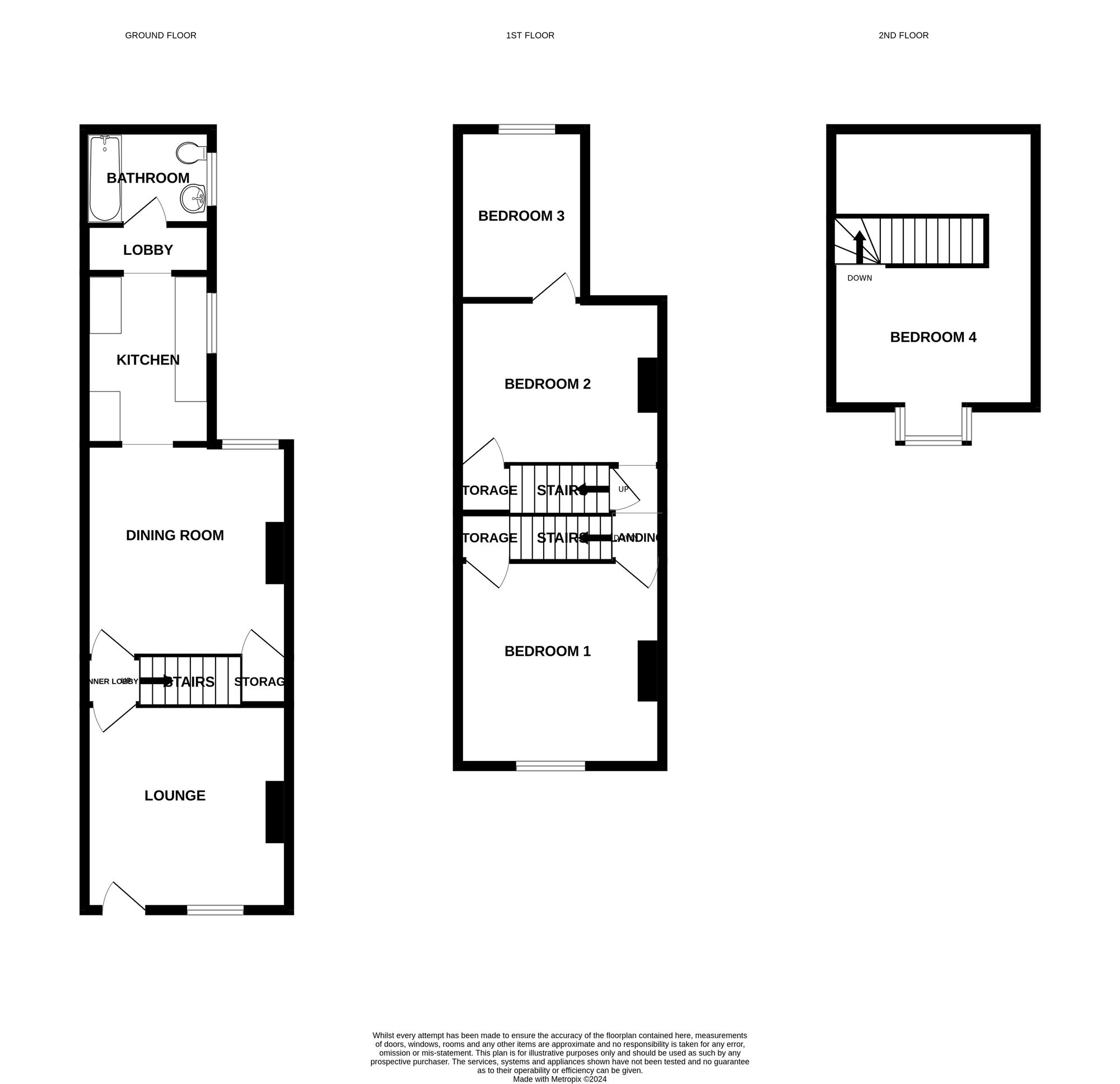 Floorplan of 4 bedroom Mid Terrace House for sale, Church Road, Kessingland, Suffolk, NR33