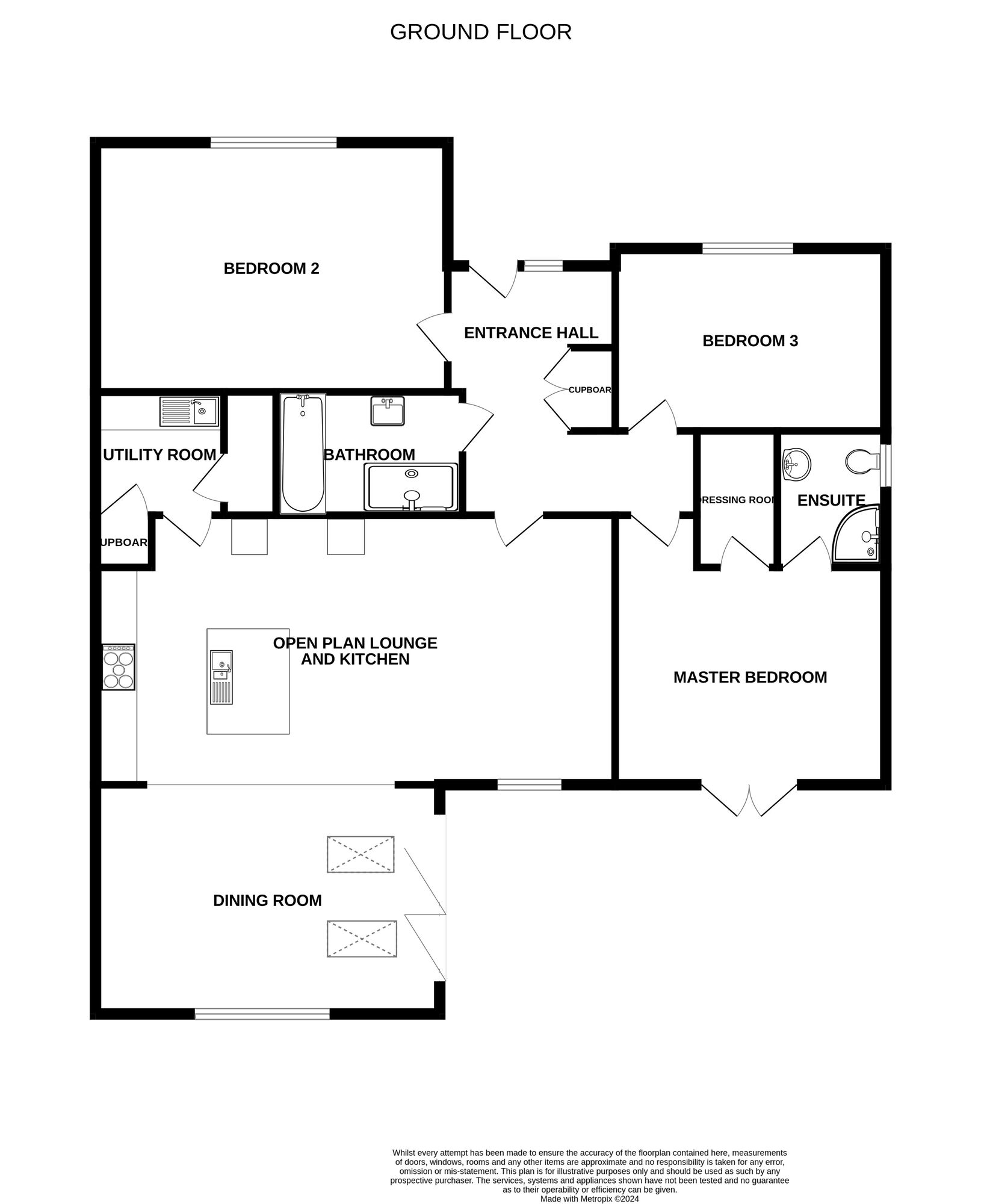 Floorplan of 3 bedroom Detached Bungalow for sale, Bulmer Lane, Winterton-on-Sea, Norfolk, NR29