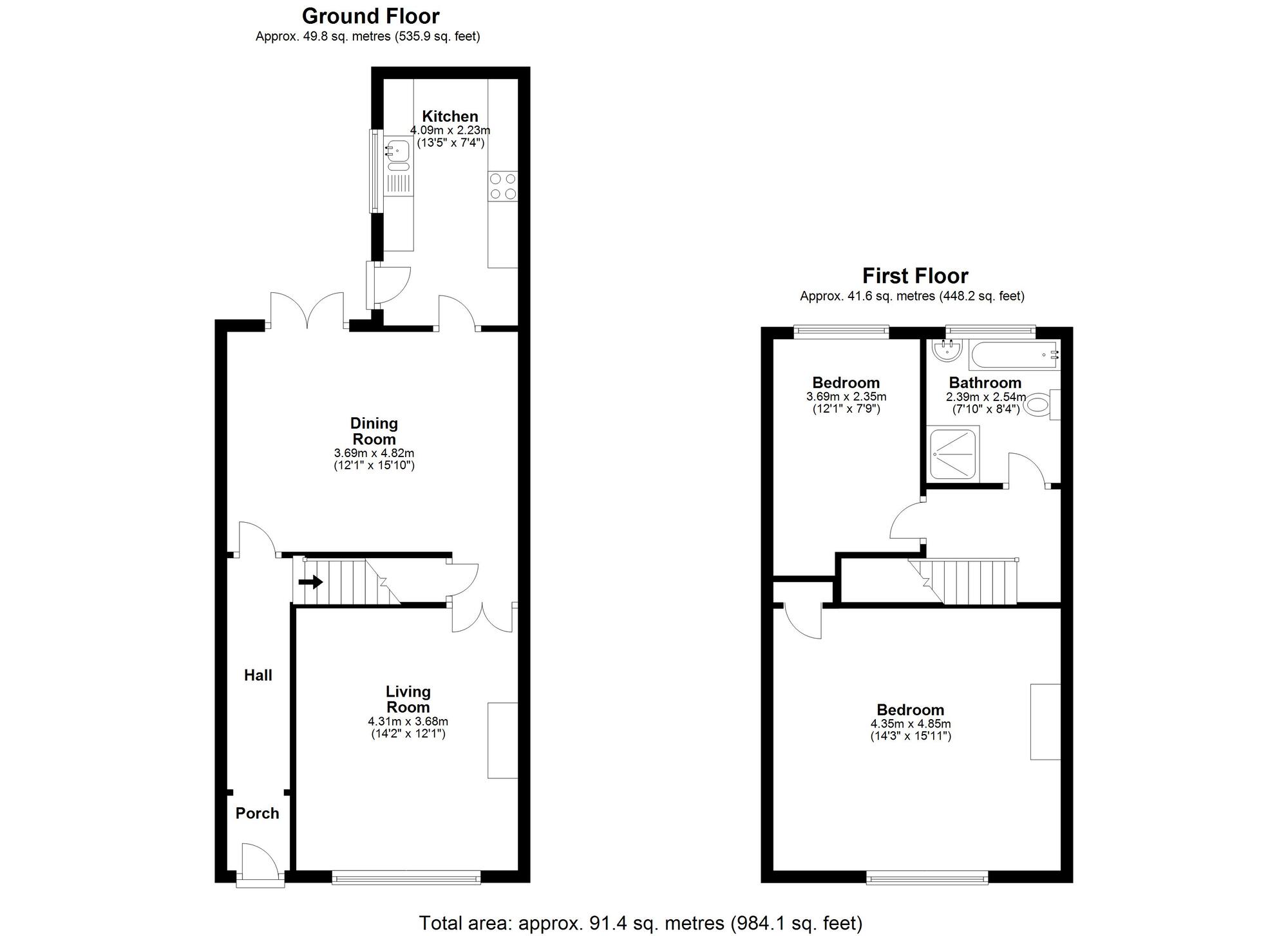 Floorplan of 2 bedroom Mid Terrace House for sale, Oak Street, Houghton Le Spring, Durham, DH4