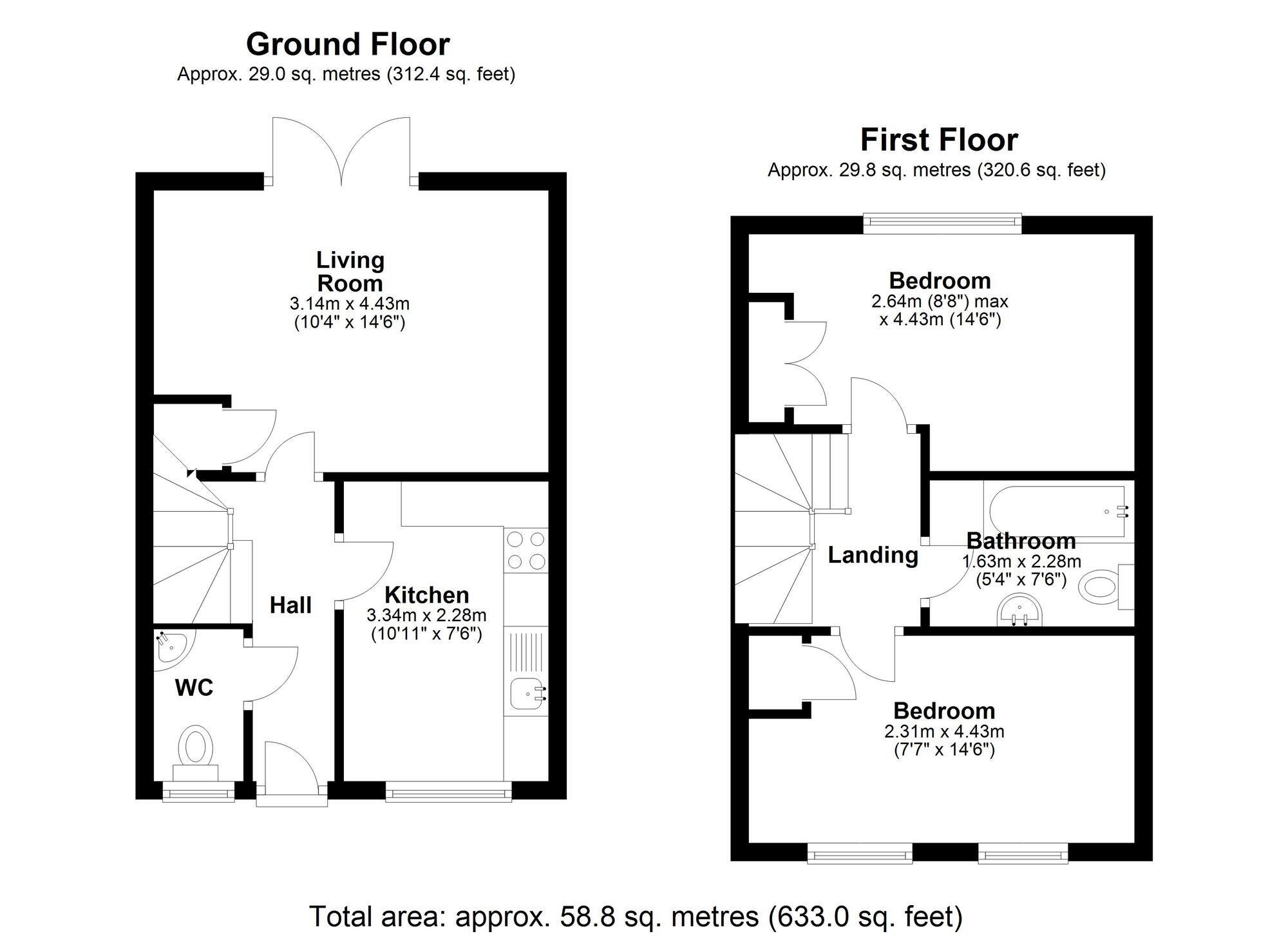 Floorplan of 2 bedroom Mid Terrace House for sale, Finchale View, West Rainton, Durham, DH4