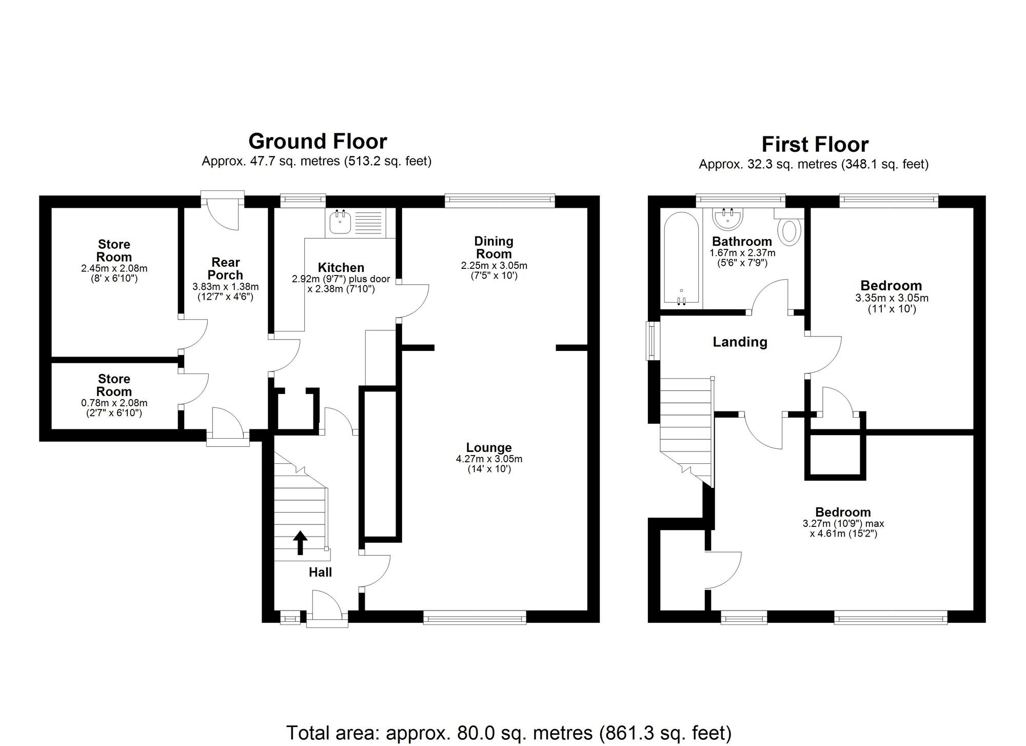 Floorplan of 2 bedroom Semi Detached House for sale, Ennerdale Crescent, Houghton Le Spring, Tyne and Wear, DH4