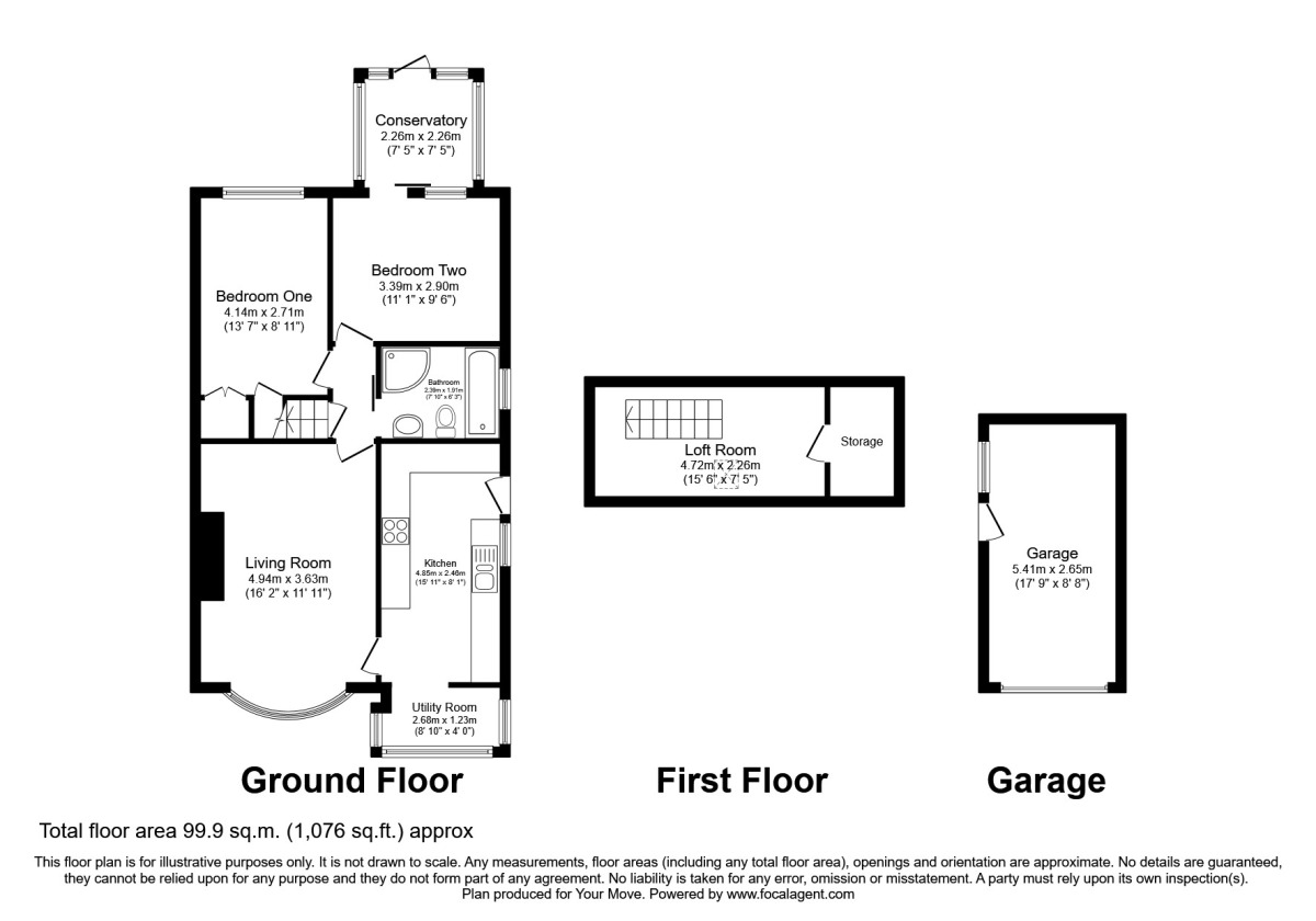 Floorplan of 2 bedroom Semi Detached Bungalow for sale, Hillview Road, Houghton Le Spring, Tyne and Wear, DH4