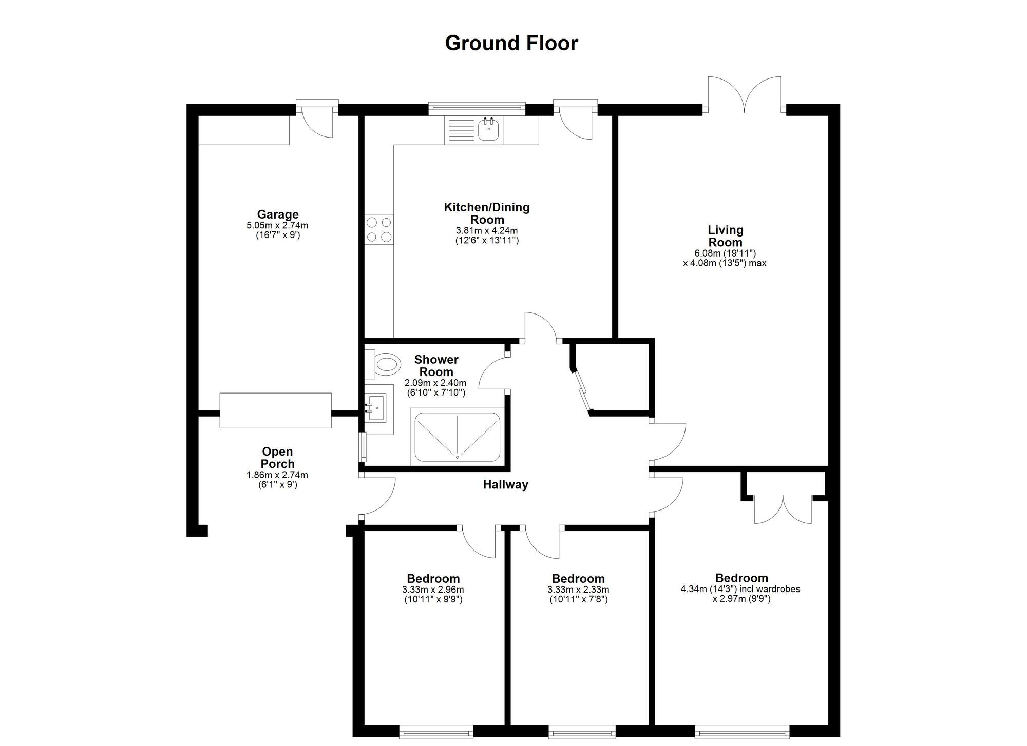 Floorplan of 3 bedroom Link Detached Bungalow for sale, Millbeck Grove, Houghton Le Spring, Tyne and Wear, DH5