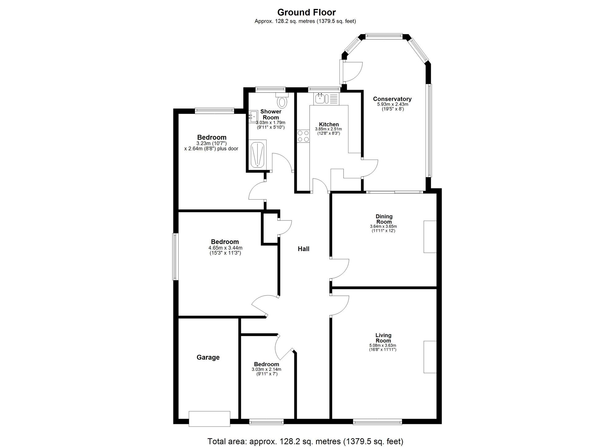 Floorplan of 3 bedroom Detached Bungalow for sale, Hedgelea Road, East Rainton, Tyne and Wear, DH5