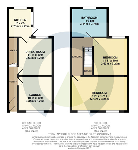 Floorplan of 2 bedroom Mid Terrace House to rent, Canon Street, Kettering, Northamptonshire, NN16