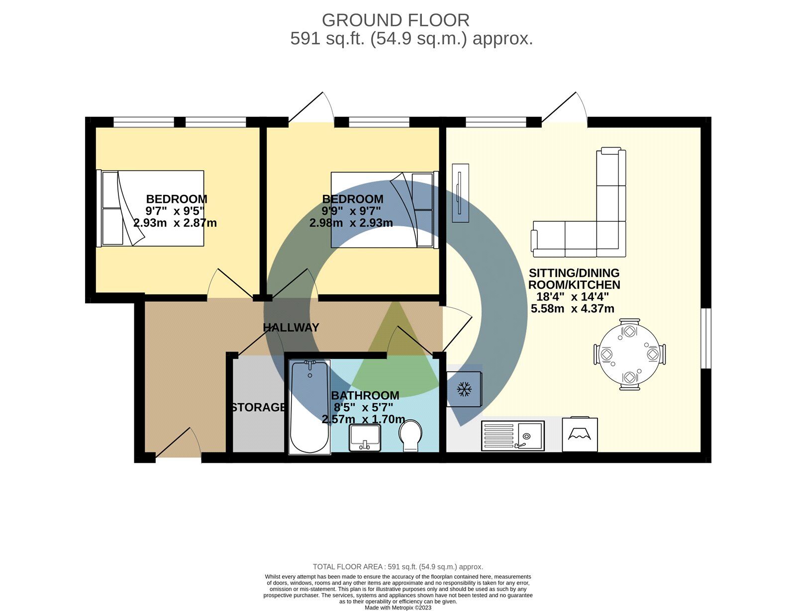 Floorplan of 2 bedroom  Flat to rent, Queen Street, Wellingborough, Northamptonshire, NN8