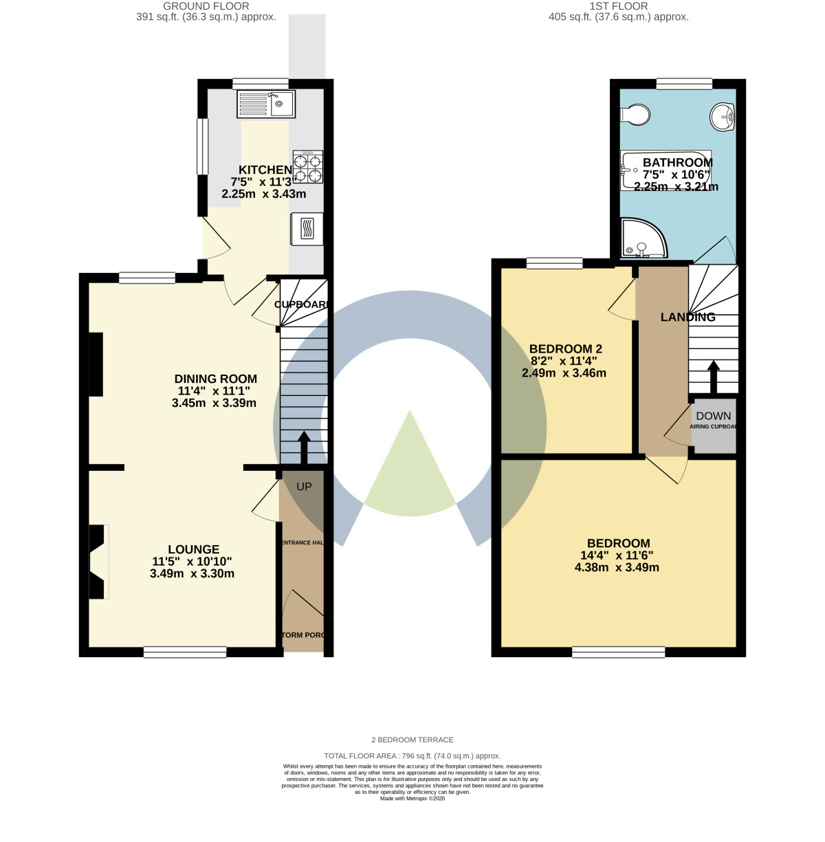 Floorplan of 2 bedroom Mid Terrace House to rent, Gordon Street, Kettering, Northamptonshire, NN16