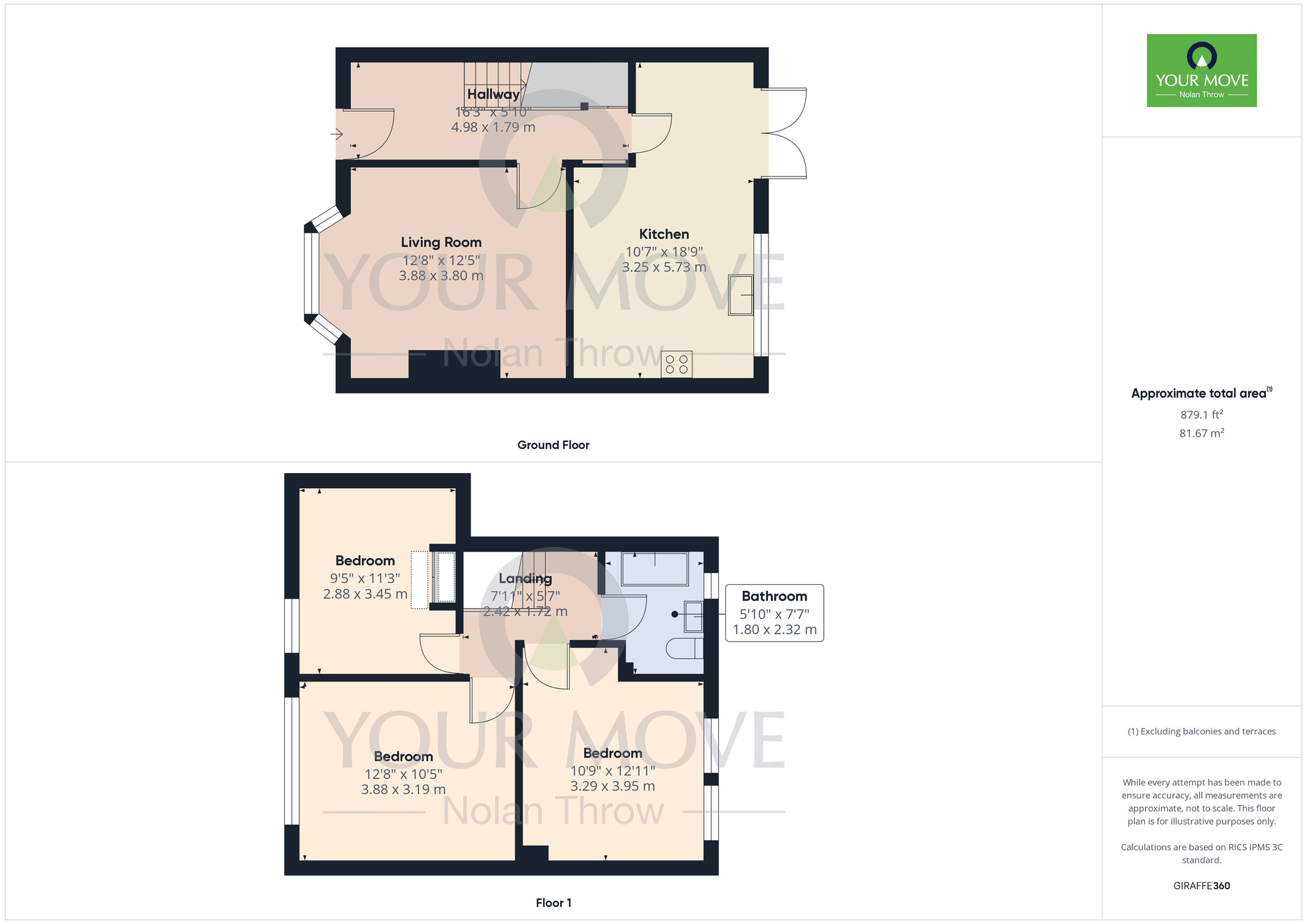 Floorplan of 3 bedroom Mid Terrace House for sale, Churchill Avenue, Irthlingborough, Wellingborough, NN9