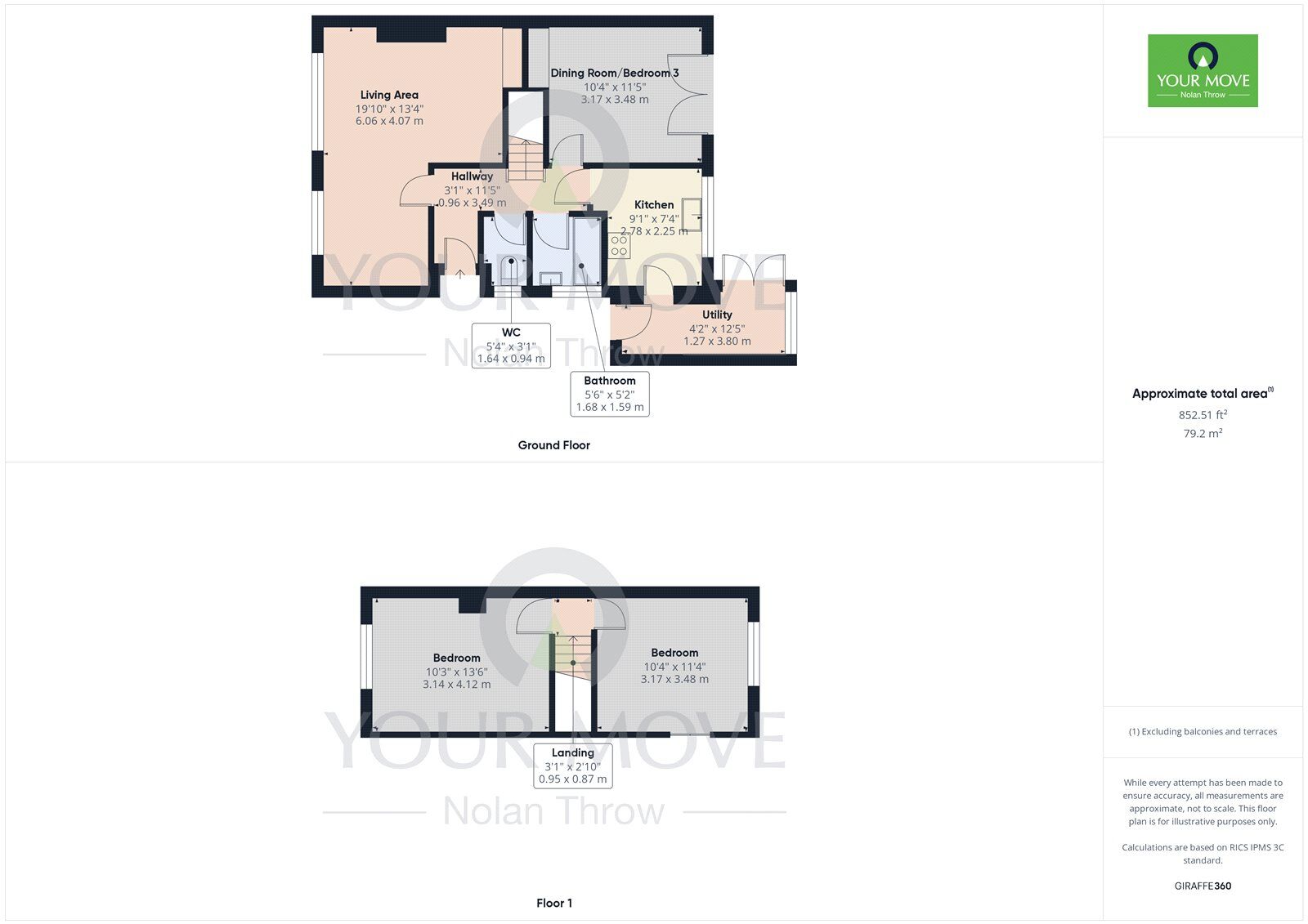 Floorplan of 2 bedroom Semi Detached Bungalow for sale, Windmill Walk, Kettering, Northamptonshire, NN15