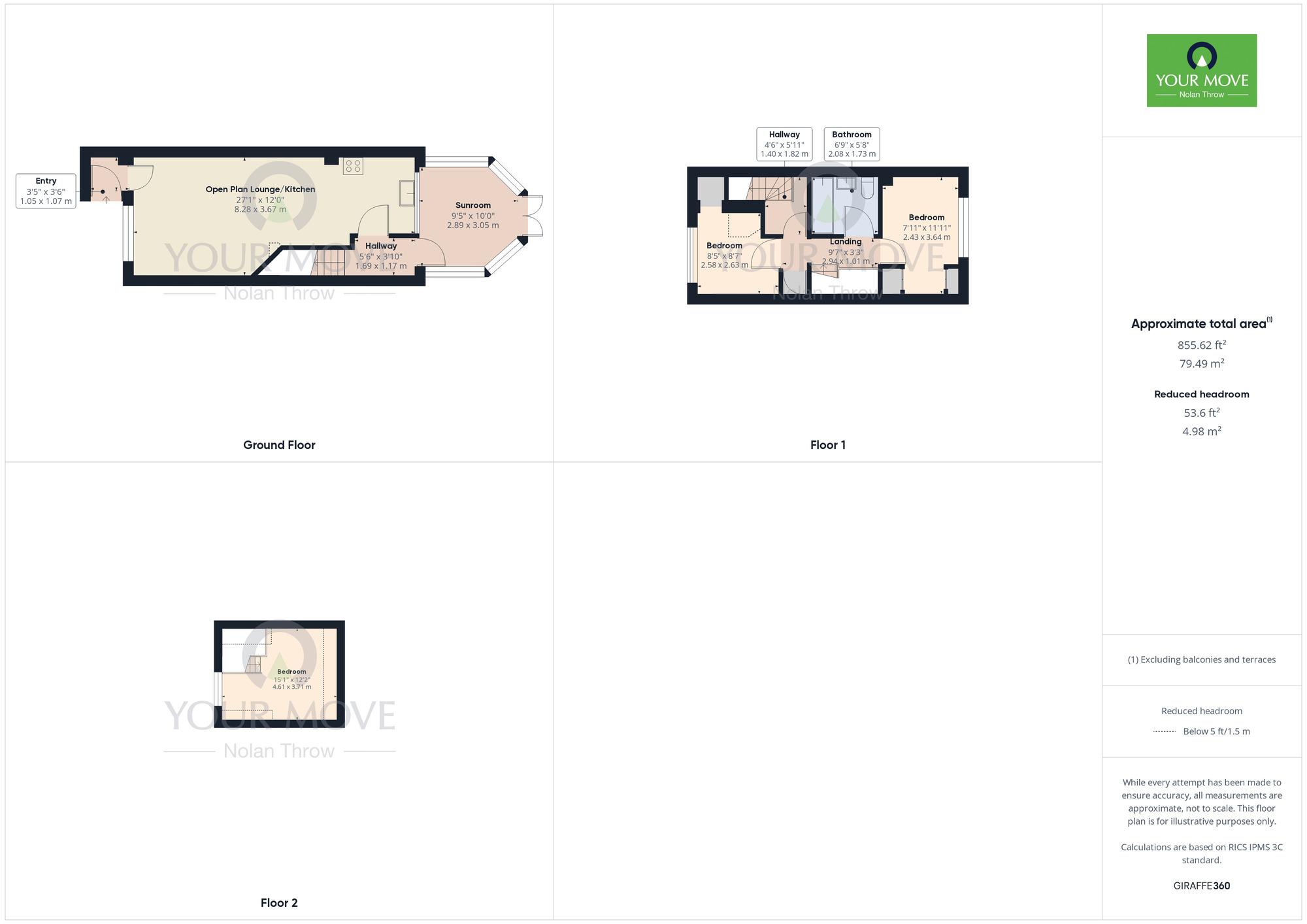 Floorplan of 3 bedroom Mid Terrace House for sale, Warren Close, Irchester, Northamptonshire, NN29