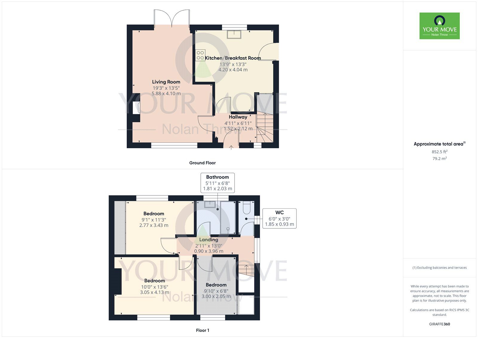 Floorplan of 3 bedroom Semi Detached House for sale, Queensway, Burton Latimer, Northamptonshire, NN15