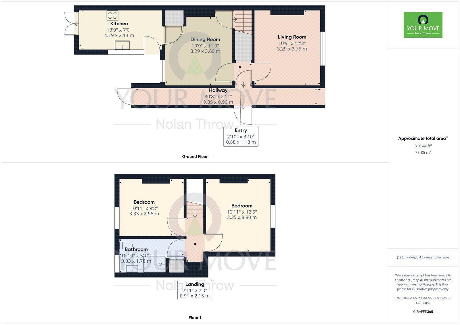 Floorplan of 2 bedroom Mid Terrace House for sale, Regent Street, Kettering, Northamptonshire, NN16