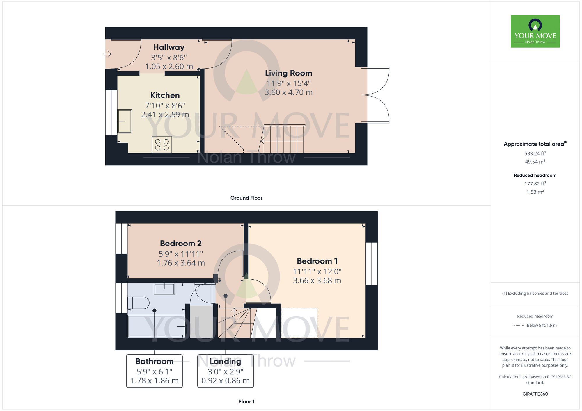 Floorplan of 2 bedroom Mid Terrace House for sale, Richmond Avenue, Kettering, Northamptonshire, NN15