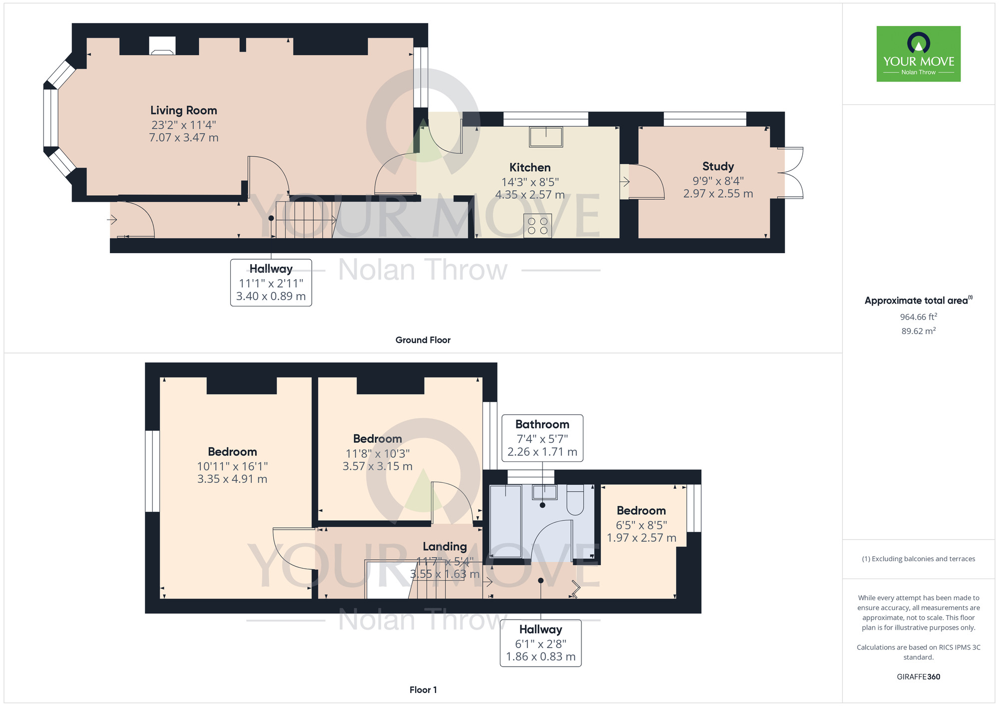 Floorplan of 3 bedroom Mid Terrace House for sale, Oakley Road, Rushden, Northamptonshire, NN10