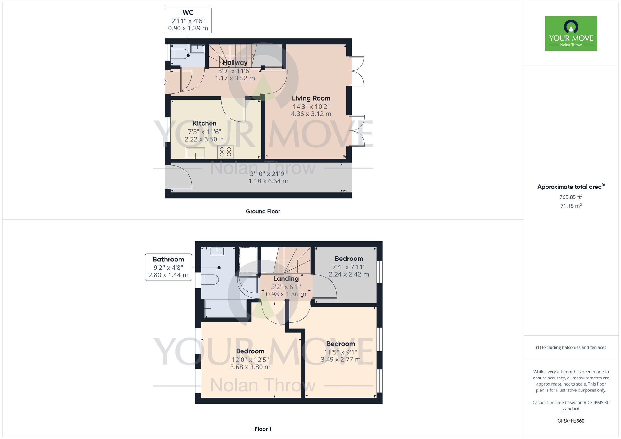 Floorplan of 3 bedroom Mid Terrace House for sale, Thompson Close, Corby, Northamptonshire, NN18