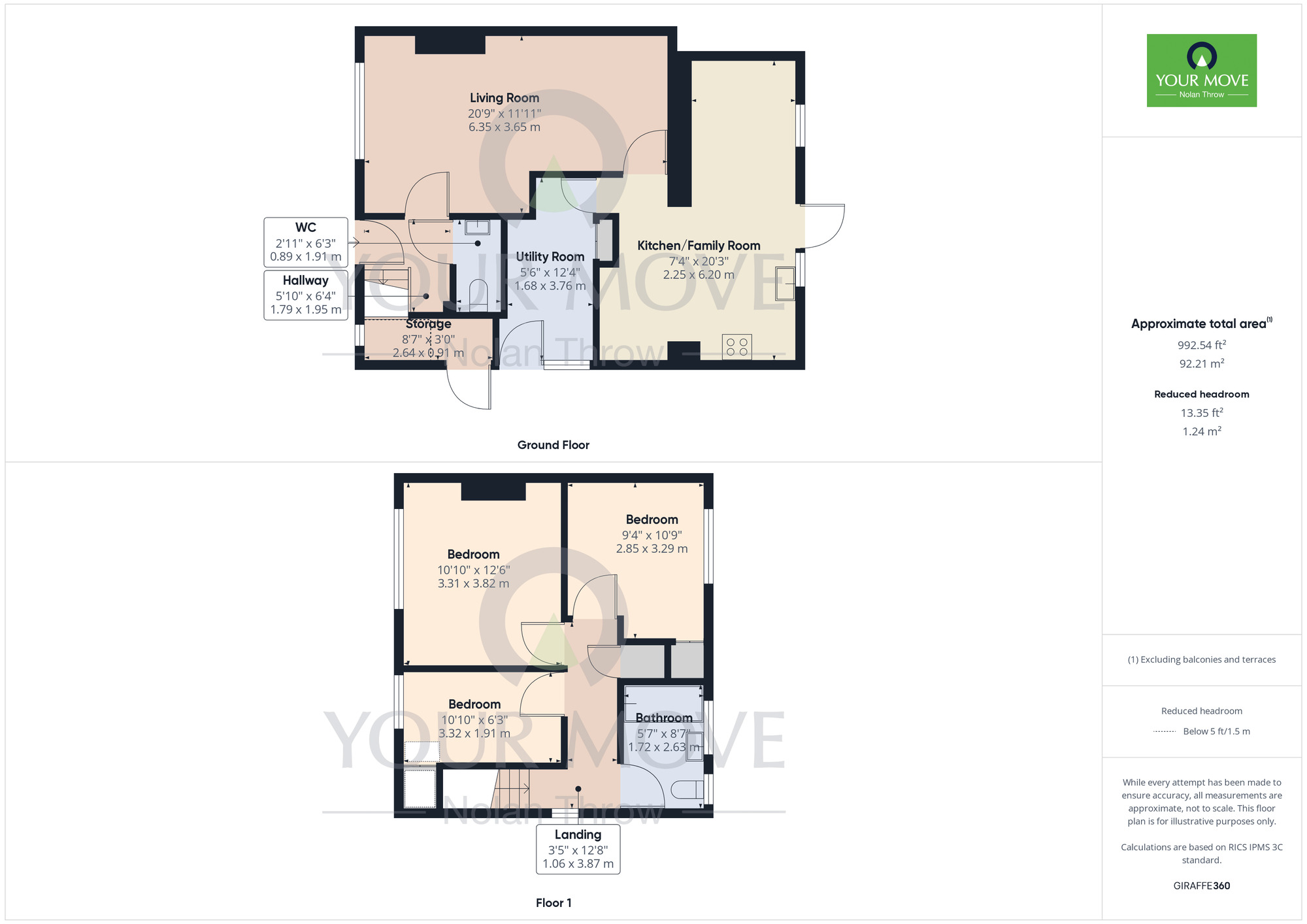 Floorplan of 3 bedroom End Terrace House for sale, Allen Road, Rushden, Northamptonshire, NN10