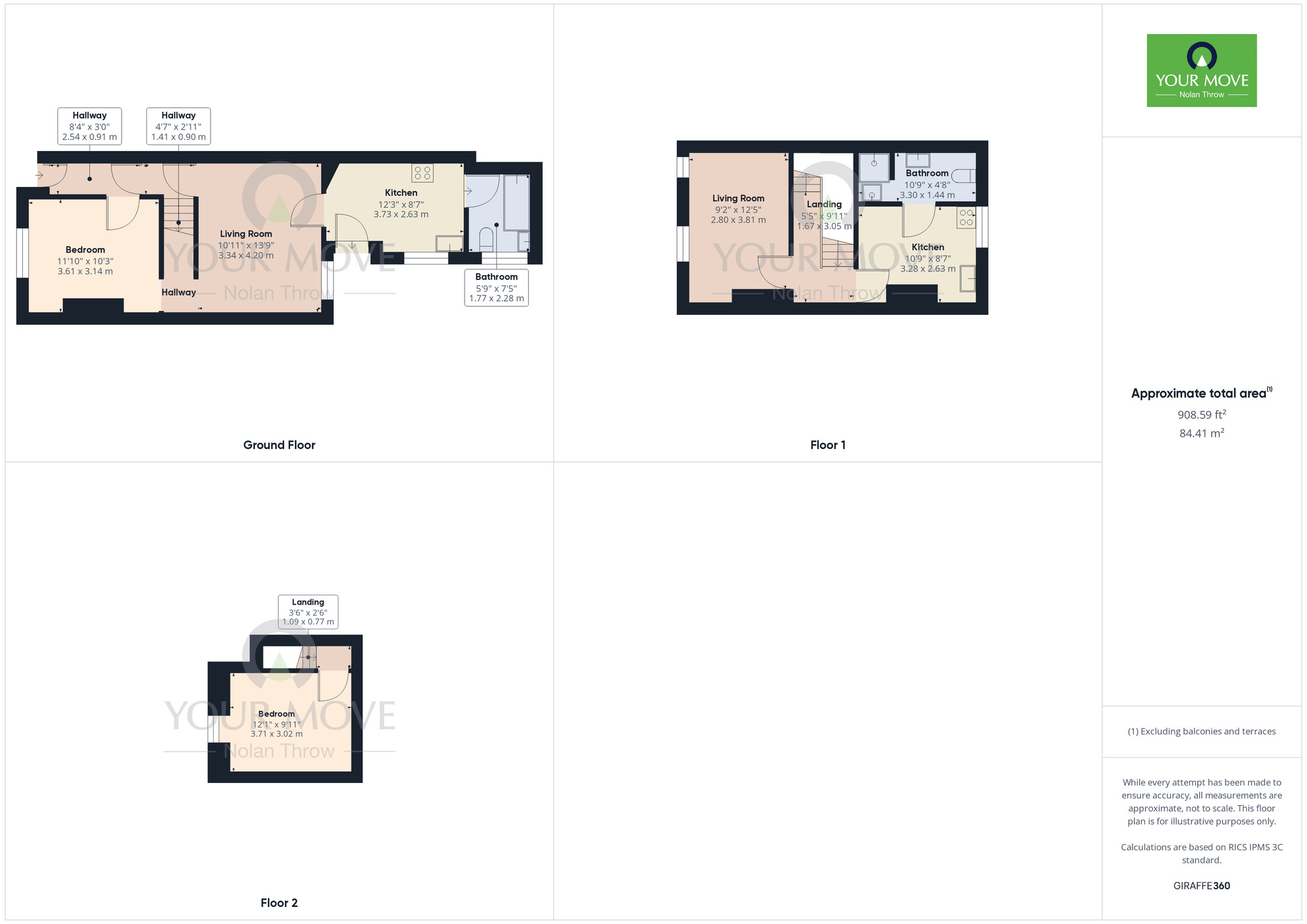 Floorplan of 2 bedroom Mid Terrace Flat for sale, Leicester Street, Kettering, Northamptonshire, NN16