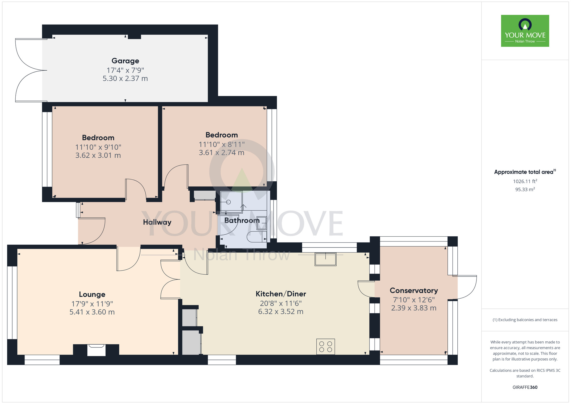 Floorplan of 2 bedroom Detached Bungalow for sale, Hookhams Path, Wollaston, Northamptonshire, NN29