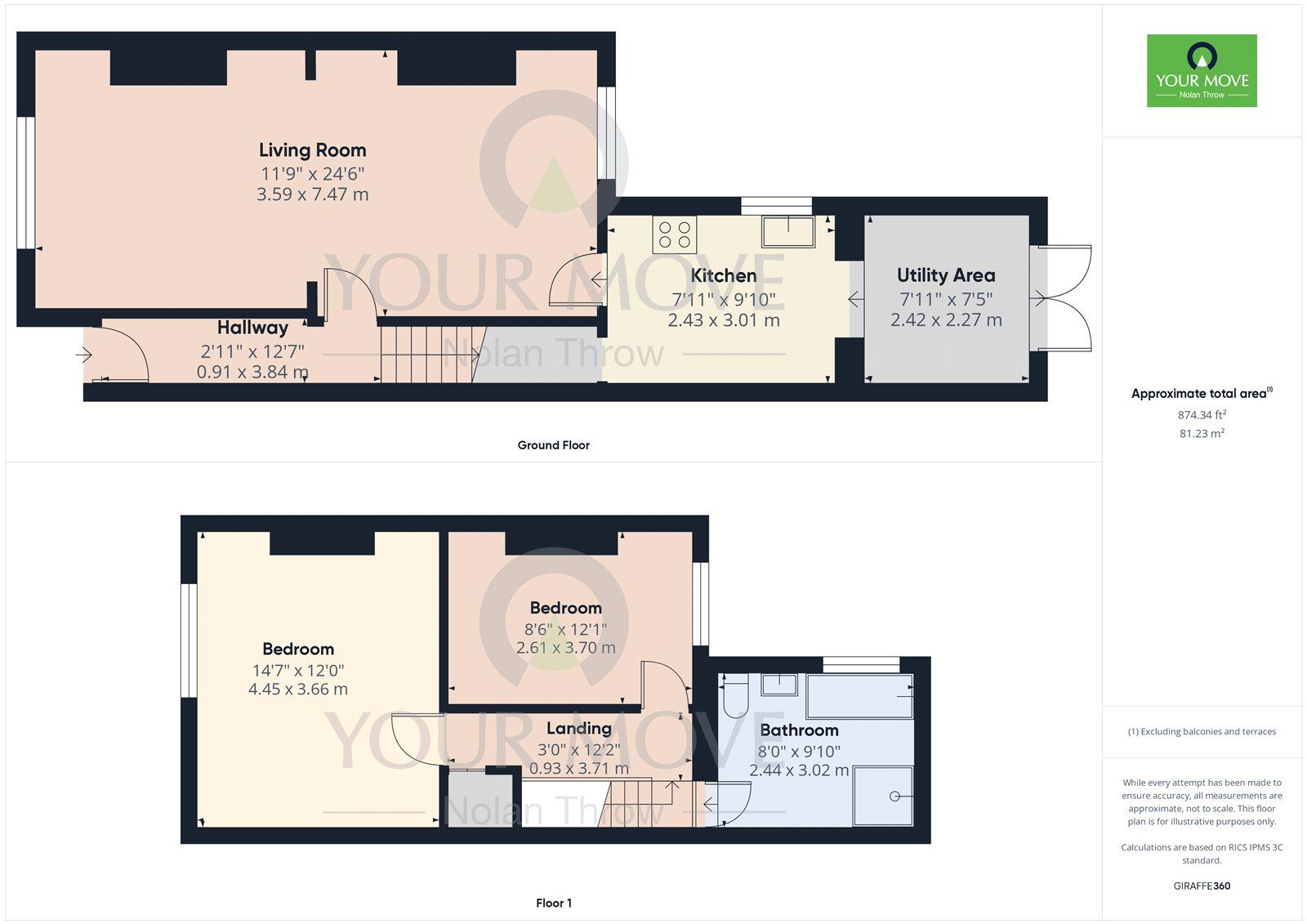 Floorplan of 2 bedroom Mid Terrace House for sale, Connaught Street, Kettering, Northamptonshire, NN16