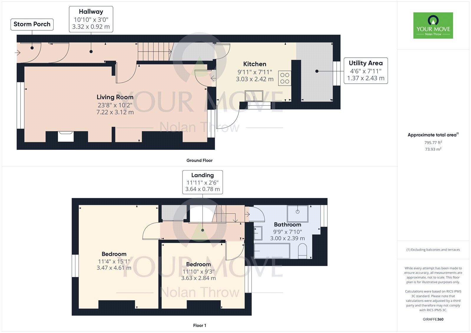 Floorplan of 2 bedroom Mid Terrace House for sale, Crown Street, Kettering, Northamptonshire, NN16