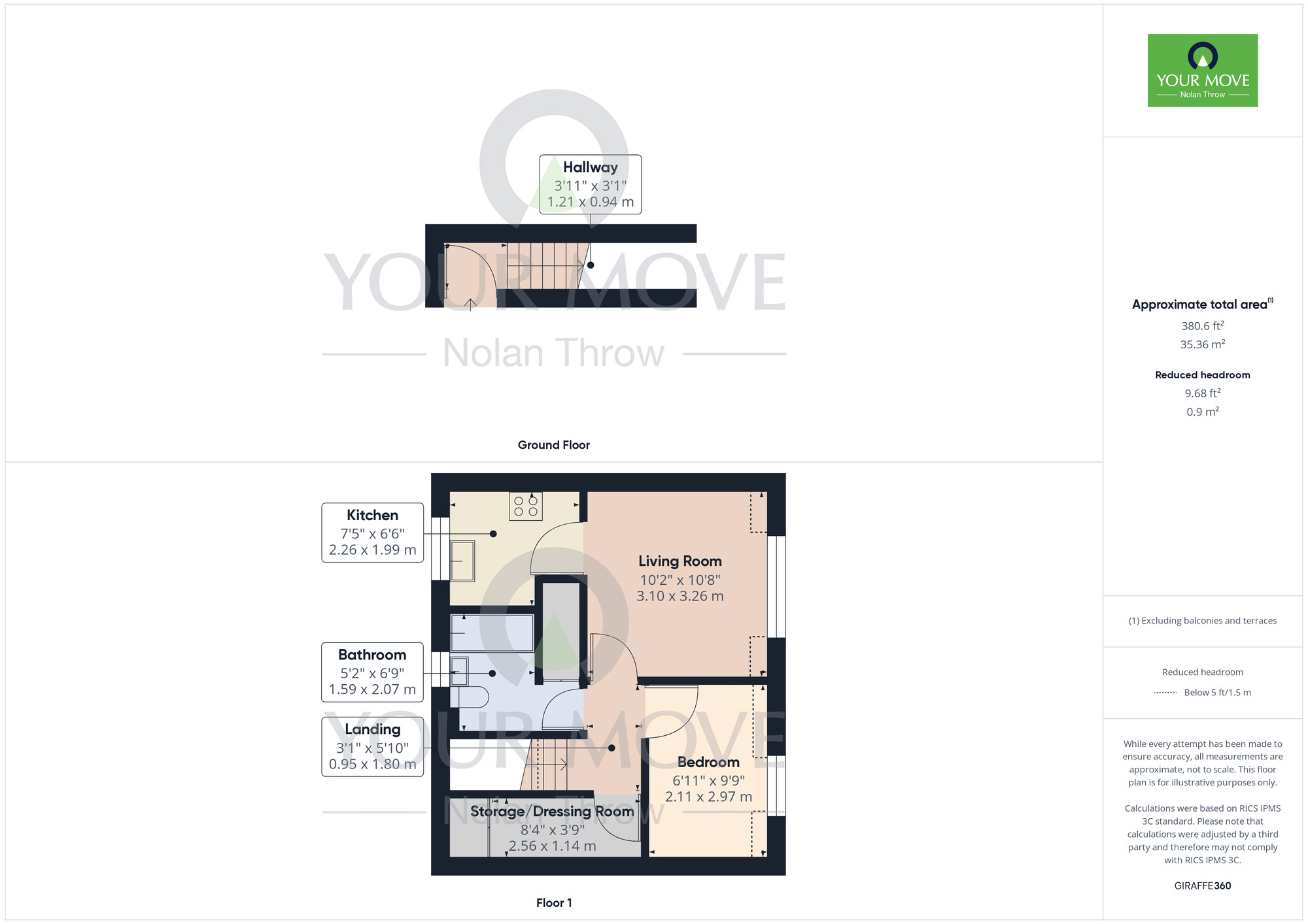 Floorplan of 1 bedroom  Flat for sale, Yarwell Court, Highfield Crescent, Kettering, Northamptonshire, NN15