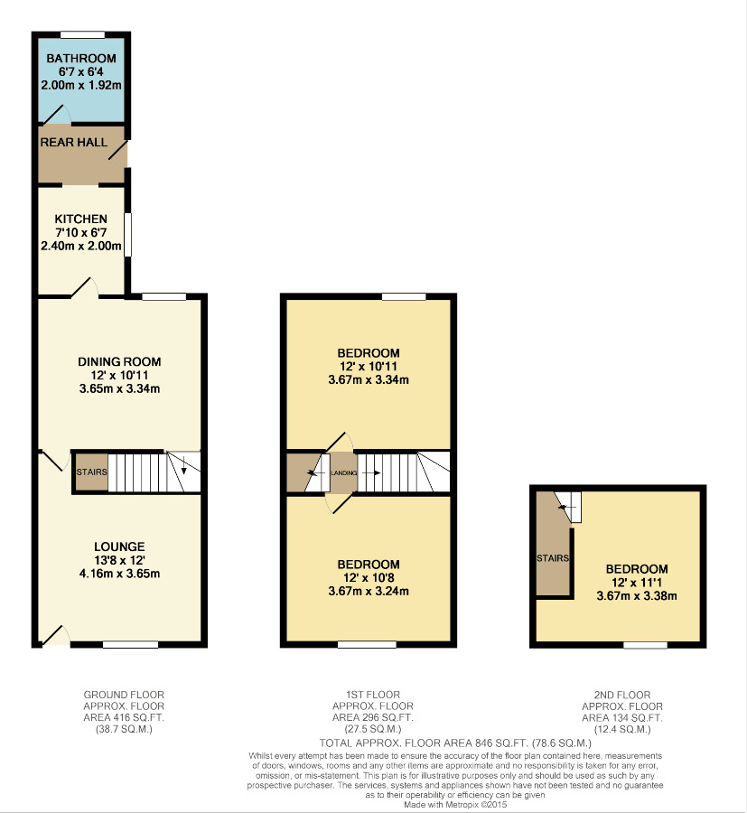 Floorplan of 3 bedroom  House to rent, Wellington Street, Kettering, Northamptonshire, NN16