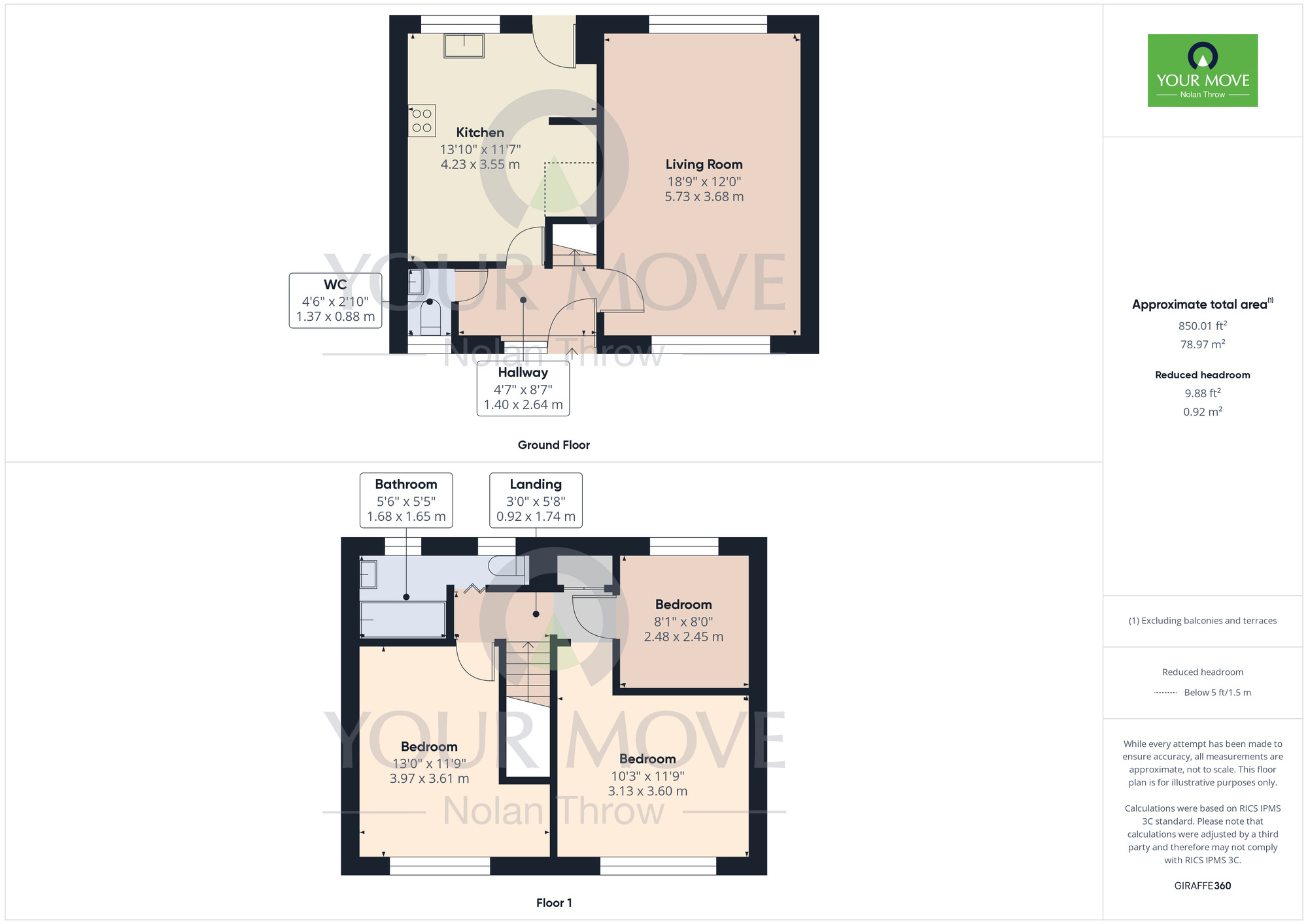 Floorplan of 3 bedroom Mid Terrace House for sale, Craigie, Wellingborough, Northamptonshire, NN8