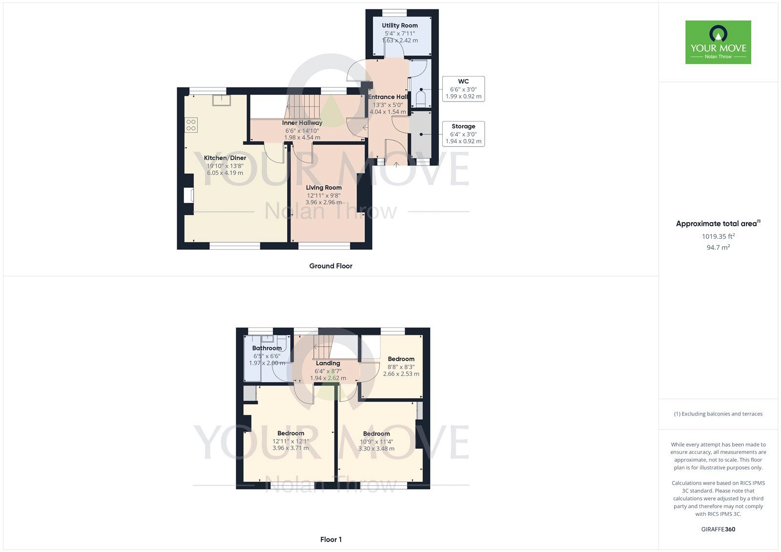 Floorplan of 3 bedroom Semi Detached House for sale, Manor Road, Rothwell, Northamptonshire, NN14