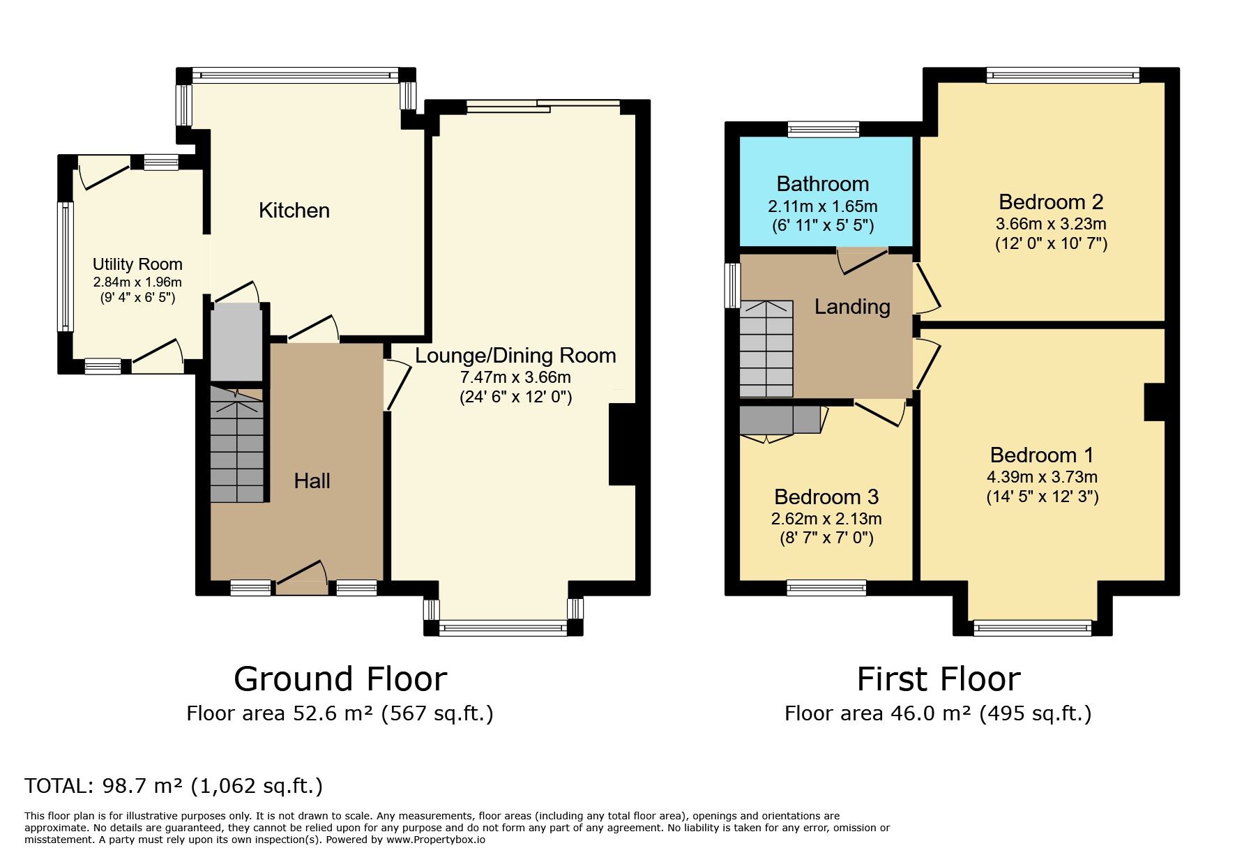 Floorplan of 3 bedroom Semi Detached House for sale, Nessfield Grove, Keighley, West Yorkshire, BD22