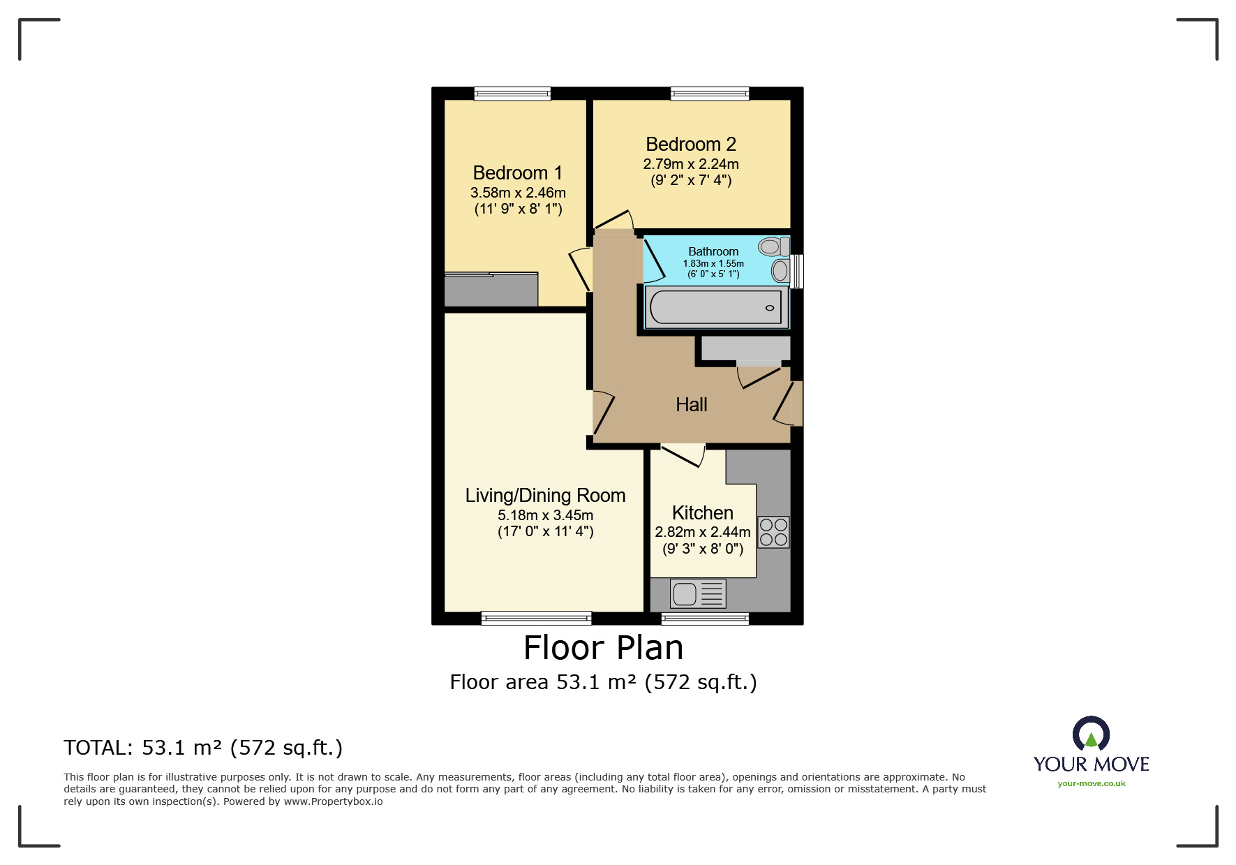 Floorplan of 2 bedroom Semi Detached Bungalow for sale, St. Johns Way, Keighley, West Yorkshire, BD22